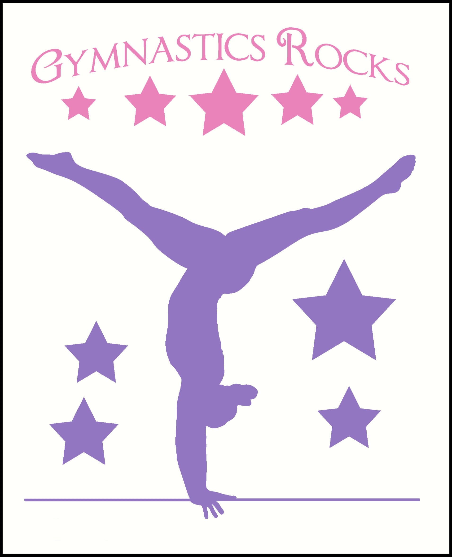 Wall Decor Plus More WDPM2500 Balancing Gymnast with Stars and Gymnastics Rocks Girls Room Wall Sticker Over 4-Feet Tall, Soft Pink/Lilac
