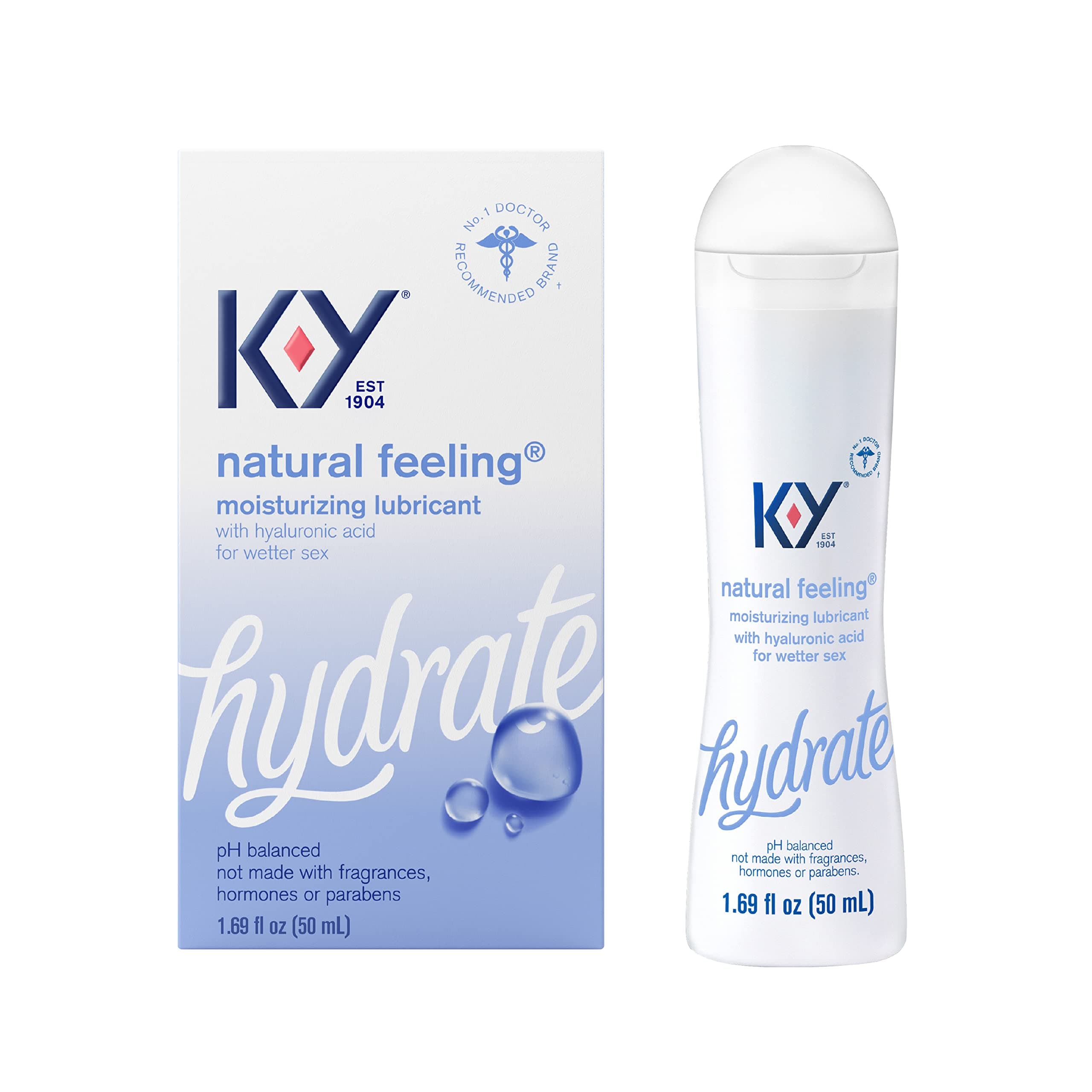 Natural Feeling with Hyaluronic Acid, Moisturizing Water Based Formula Free from Fragrances, 1.69 Fl Oz