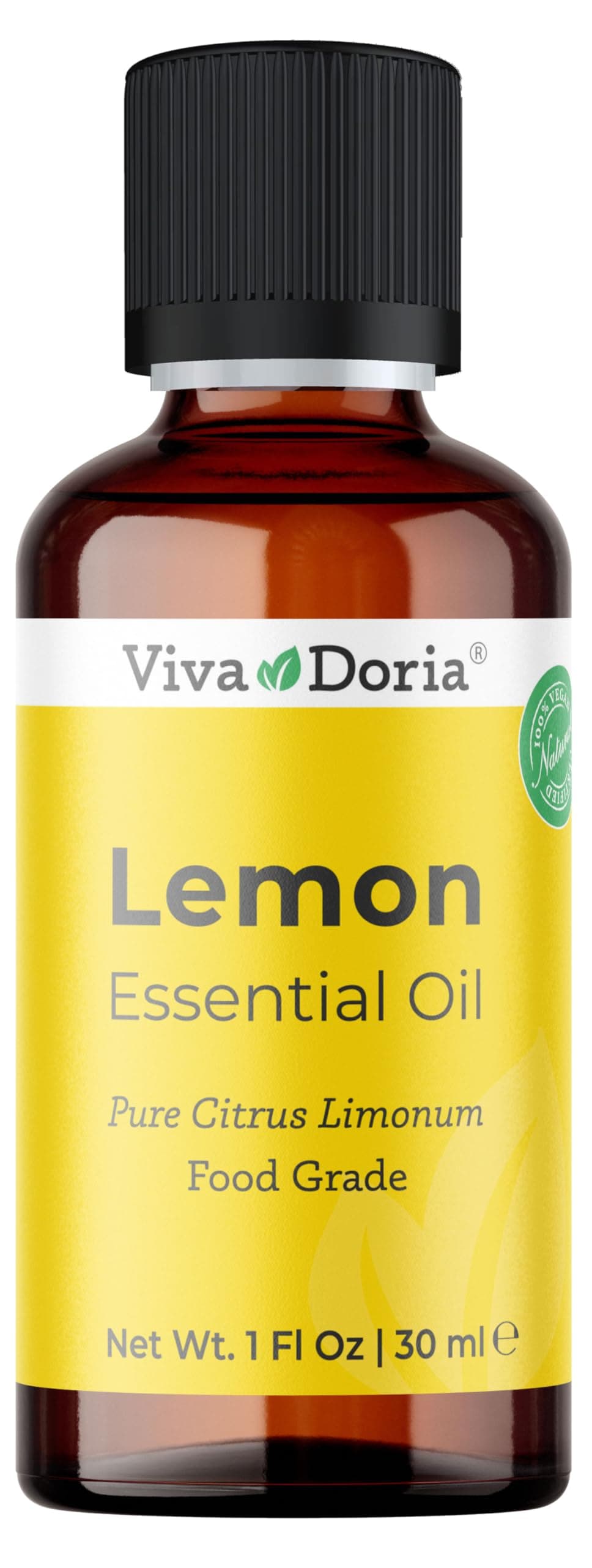 Viva Doria 100% Pure Lemon Essential Oil, Undiluted, Food Grade, USA Lemon Oil, 30 mL (1 Fl Oz)