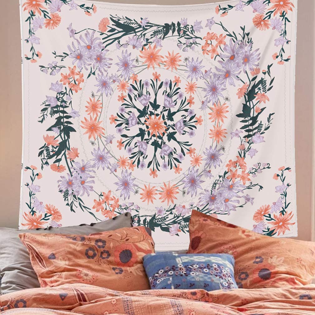 LANG XUAN Floral Bohemian Tapestry Mandala Tapestry Classic print upholstered tapestry Home decoration wall cloth living Bedroom wall decoration