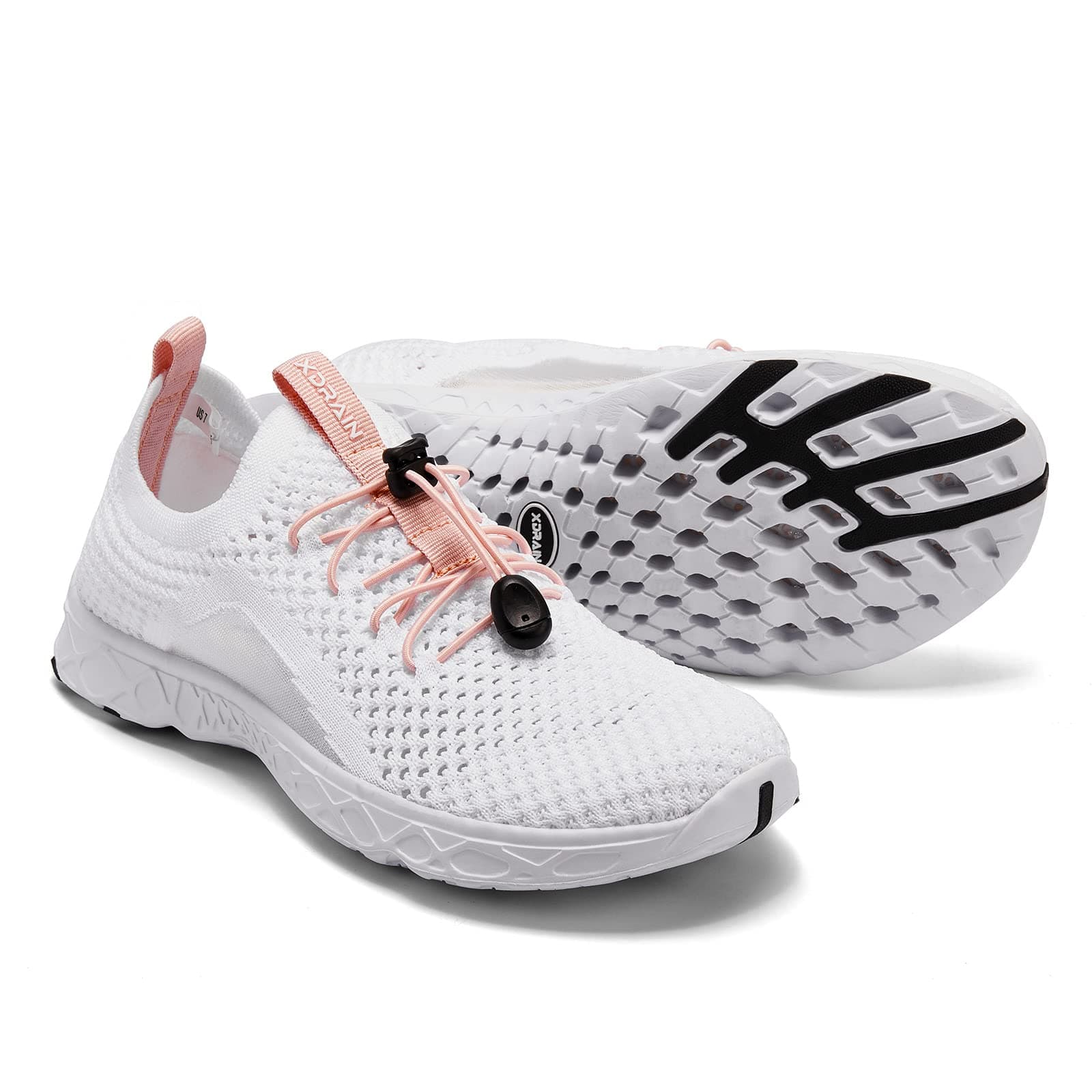 ALEADER Lightweight Womens Quick Drying Xdrain Water Shoes, White Pink, 8
