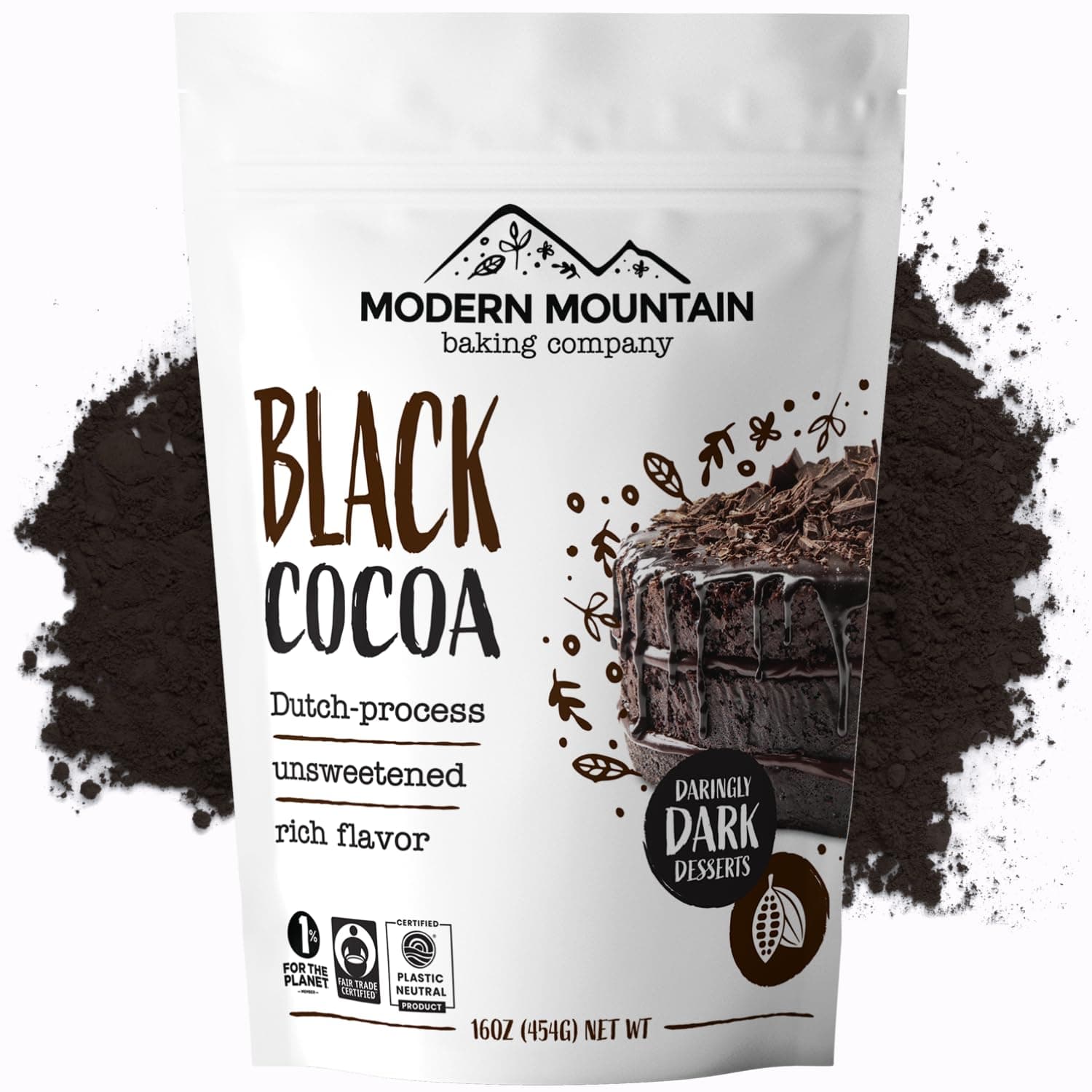 Black Cocoa Powder (1 lb) Bake the Darkest Chocolate Baked Goods, Achieve Rich Chocolate Flavor, All-Natural Substitute for Black Food Coloring, Dutch-Processed Cocoa Powder, Unsweetened, Extra Dark