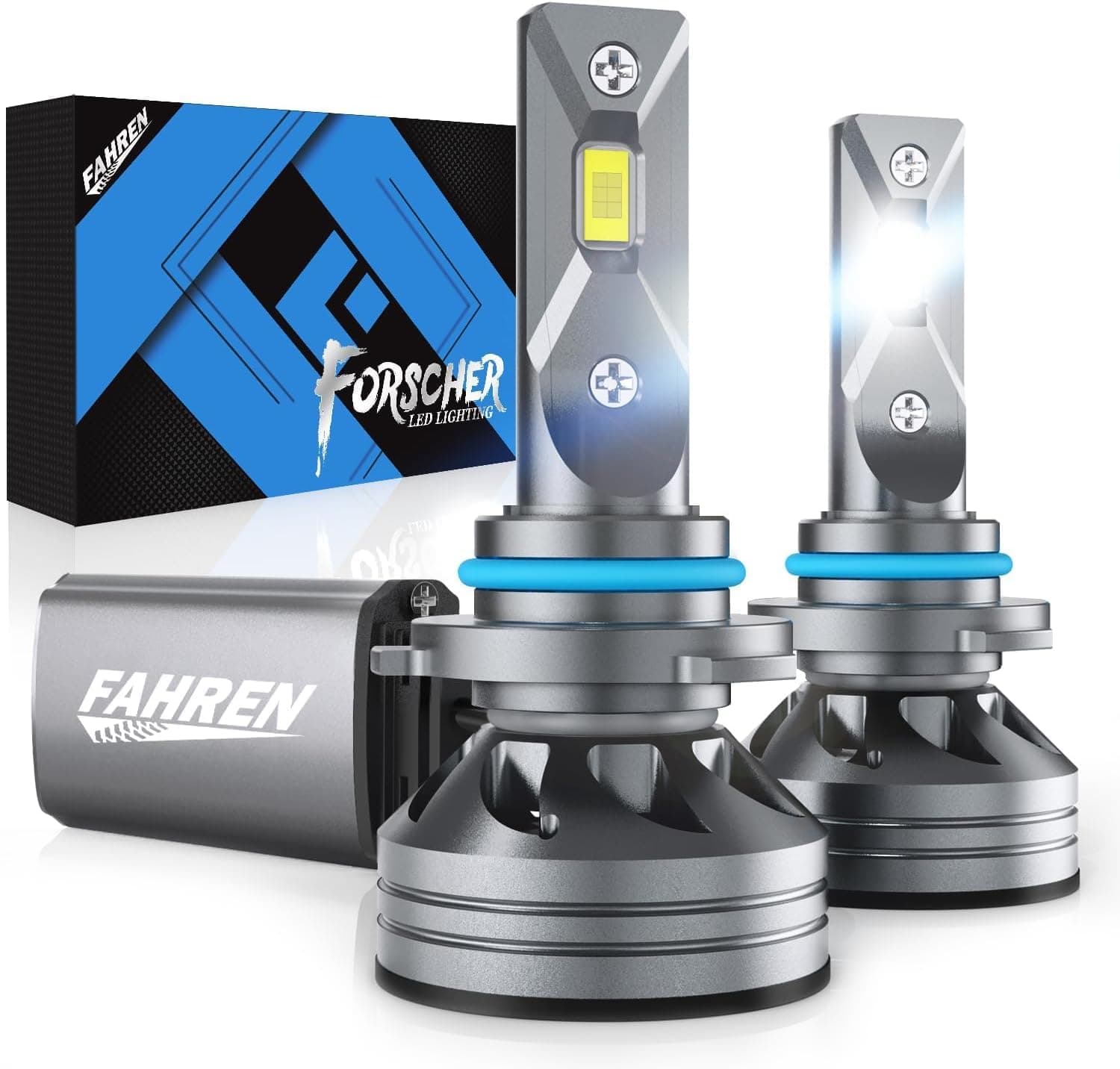 Fahren 9006/HB4 LED Headlight Bulbs, 60W 10000 Lumens Super Bright LED Headlights Conversion Kit 6500K Cool White IP68 Waterproof, Pack of 2