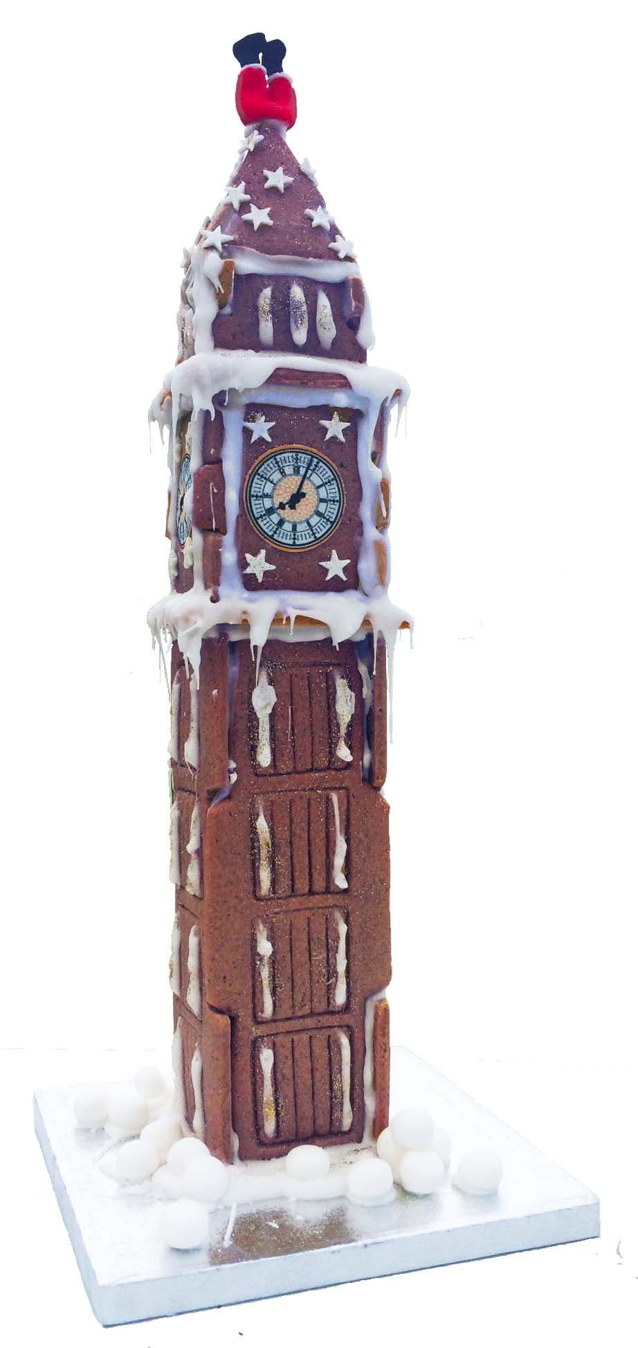 Santa's Stuck on Big Ben Gingerbread or Chocolate Biscuit Large House Kit (Chocolate Biscuit)
