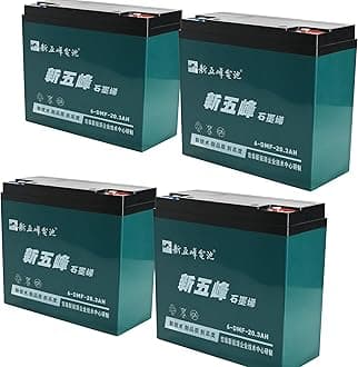 4pcs 12V 20AH Sealed Lead Acid 6-DMF-20 6-DZM-20 6-DZF-20 Battery with Nut & Bolt Connector Rechargeable Deep Cycle Battery 6DZM20 for Electric Scooter E Bike Go Kart ATV Quad Buggy Golf Cart