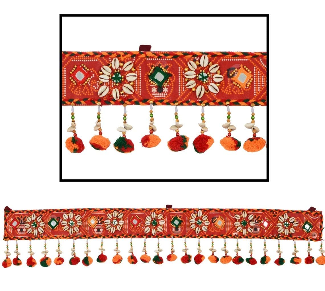 Amba Handicraft Door Hanging Toran Window Valance Dream Catcher Home Décor Interior Pooja bandanwaar Diwali Gift Festival Colorful Indian Handicraft Love.TORAN67