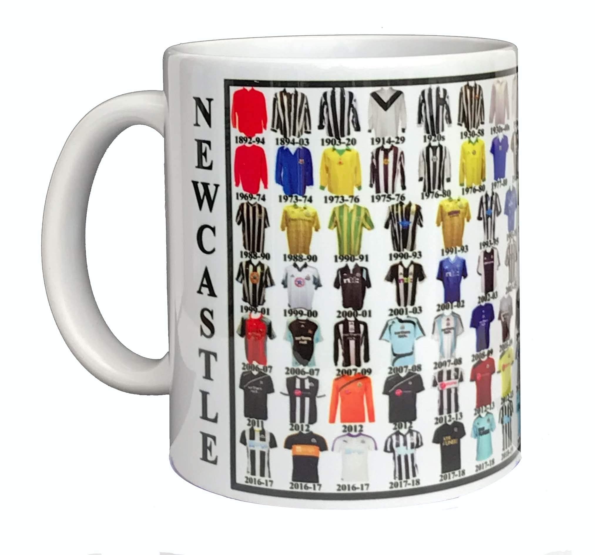 Newcastle United Shirt & History Mug - Ceramic Football Mug Through The Ages