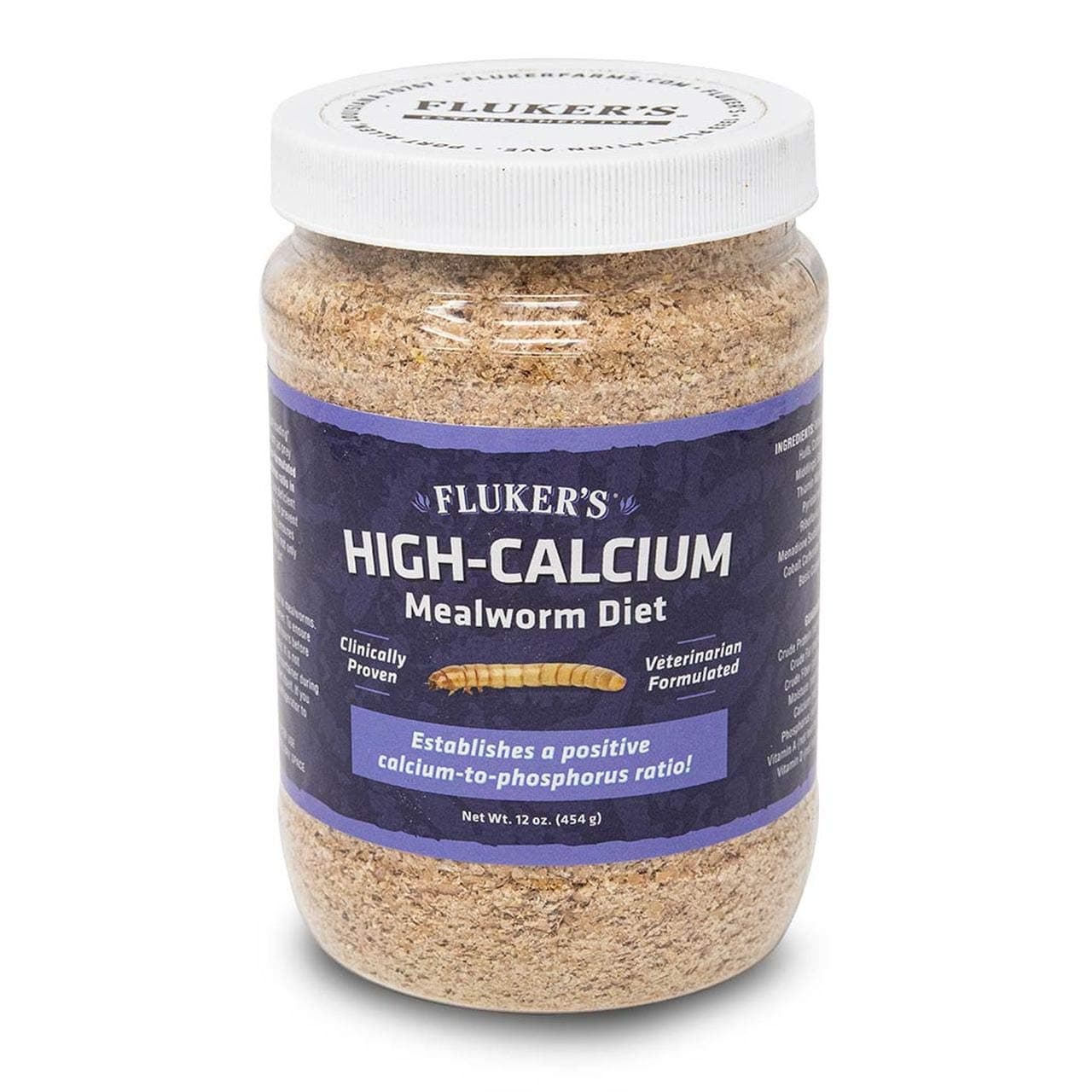 Fluker's High Calcium Mealworm Diet, Can Be Used as a Gut-Loading Food or Bedding, 12 oz