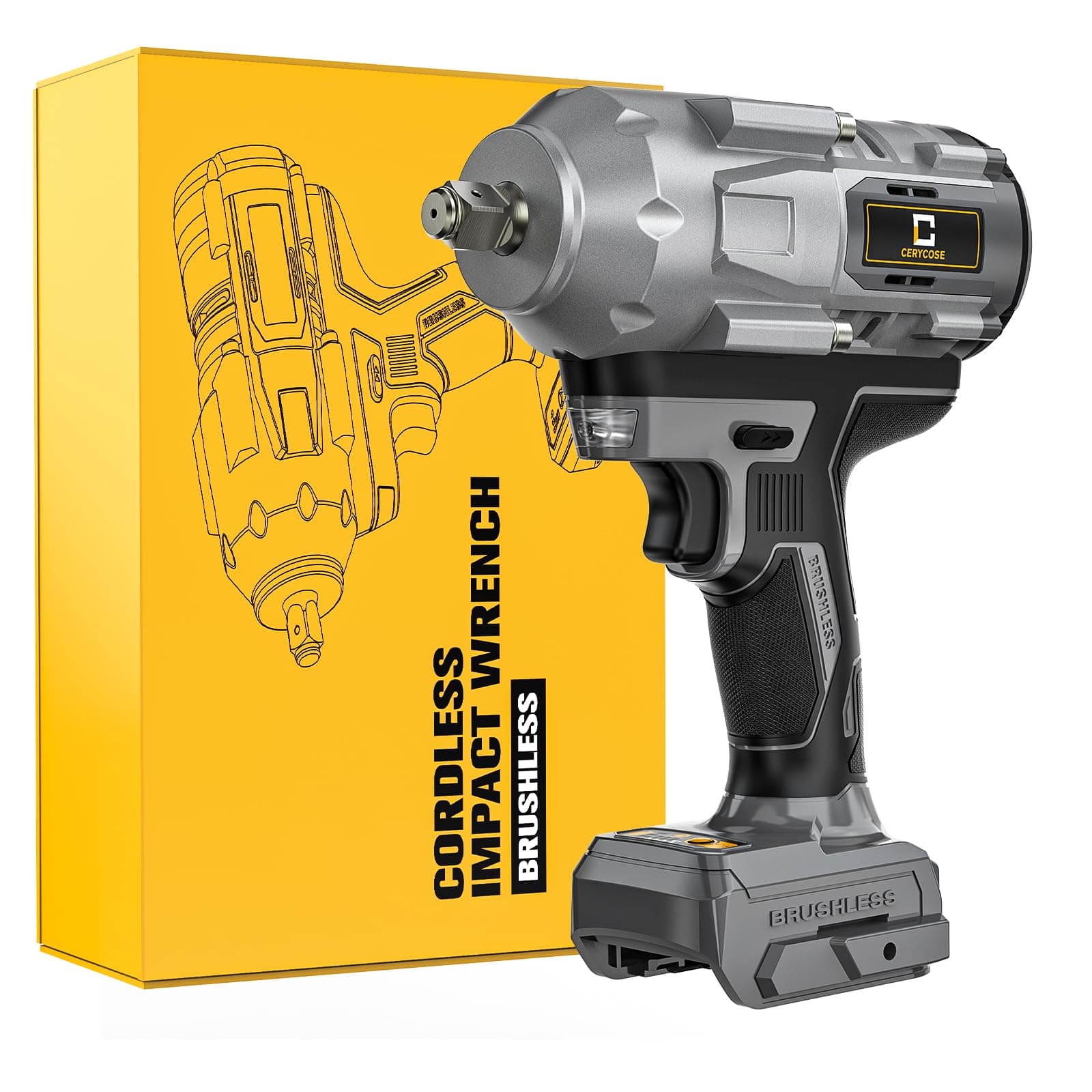 Cordless Impact Wrench 1/2 inch for Dewalt Battery, 900FT-LBS (1200N.m) Brushless Electric Impact Gun Includes LED Work Light, 2100 RPM High Torque Impact Driver, Bare Tool Only