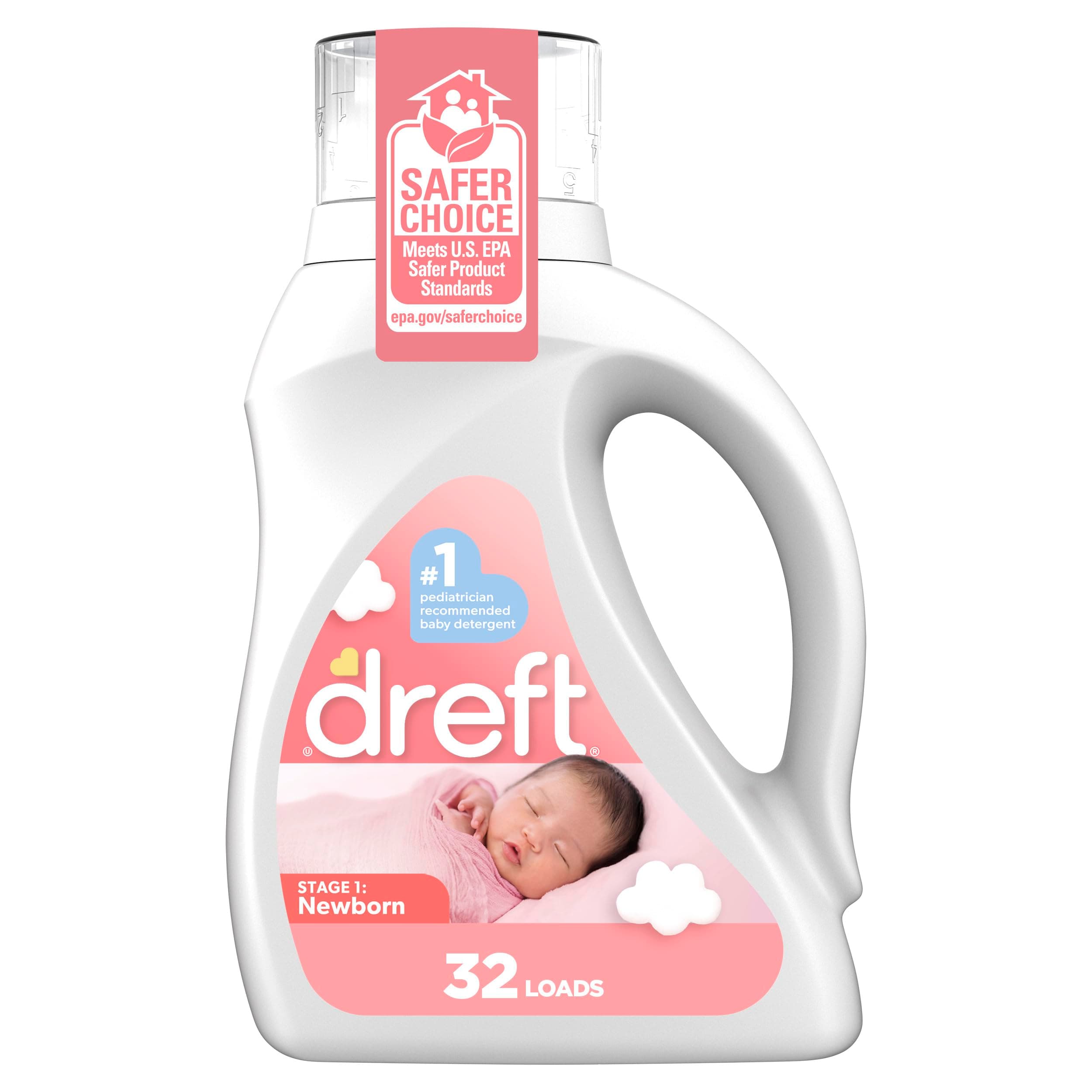 Stage 1 Newborn Baby Liquid Laundry Detergent, Gentle on Sensitive Skin, HE Compatible, 32 loads