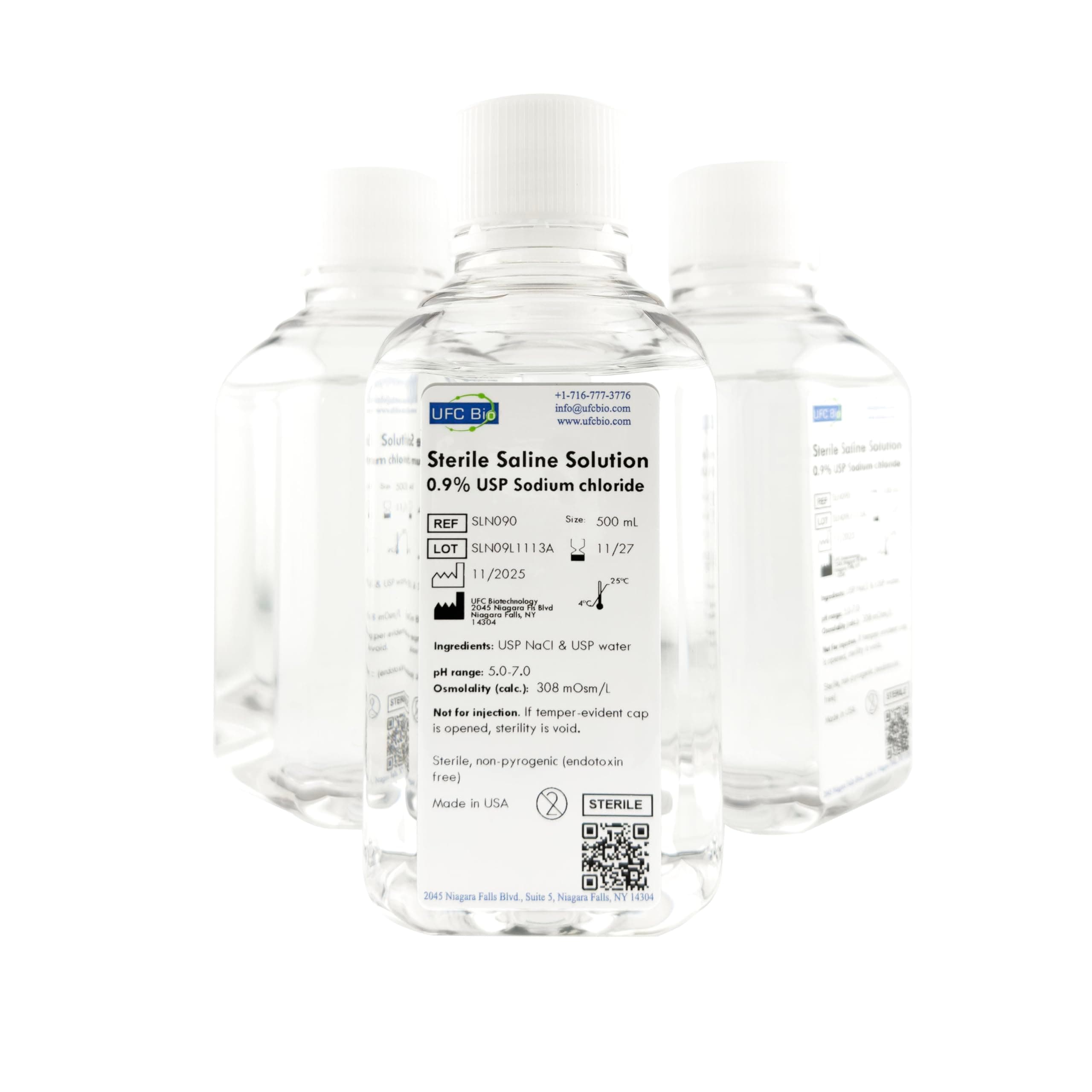 0.9% Normal Saline Solution - Sterile USP Sodium Chloride - Made in USA - 500 mL - (4 Pack - 2000 mL Total)