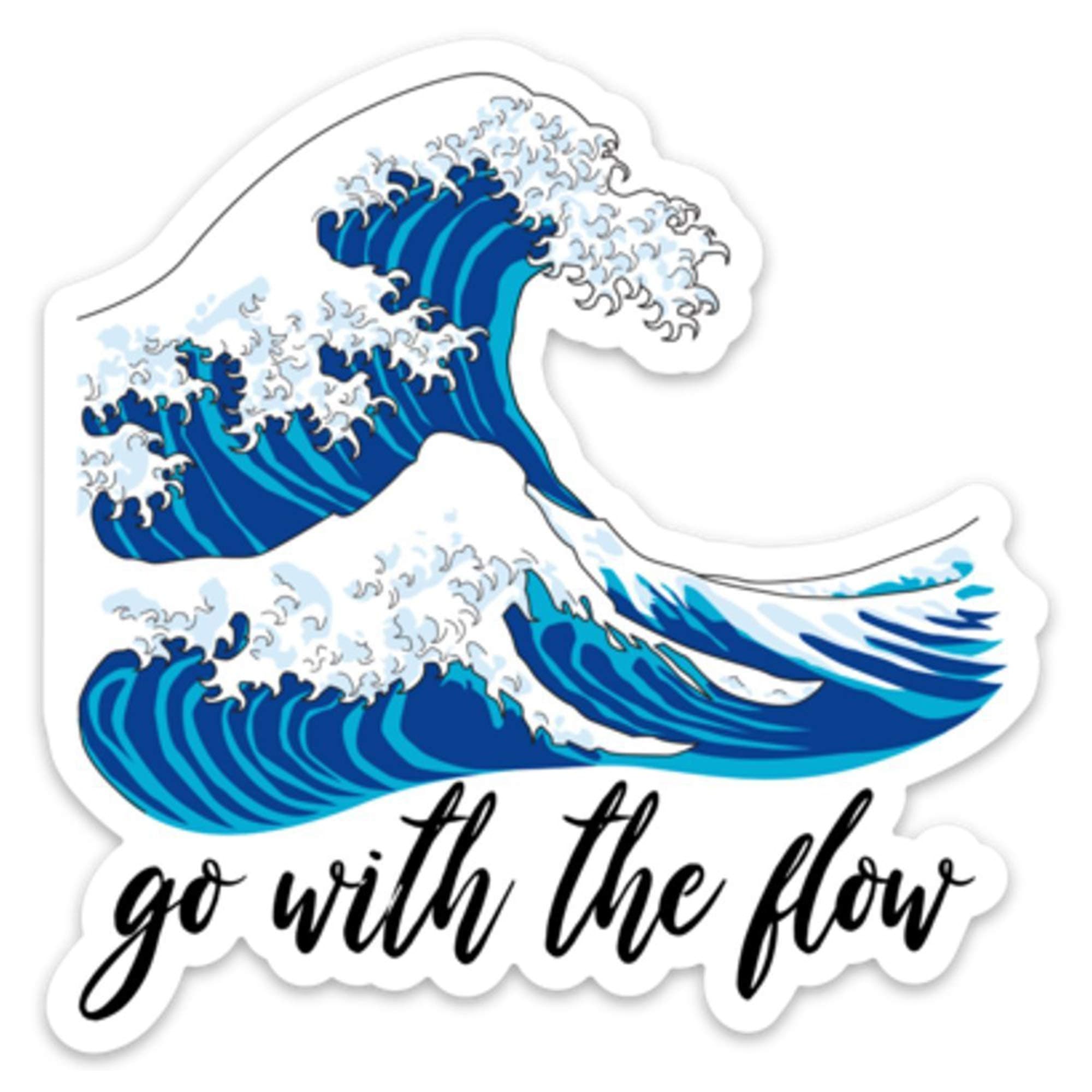 Stickeroonie Go with The Flow Japanese Kanagawa Wave Vinyl Sticker, Cool Weather & Water Resistant Sticker, 4” x 4” Size