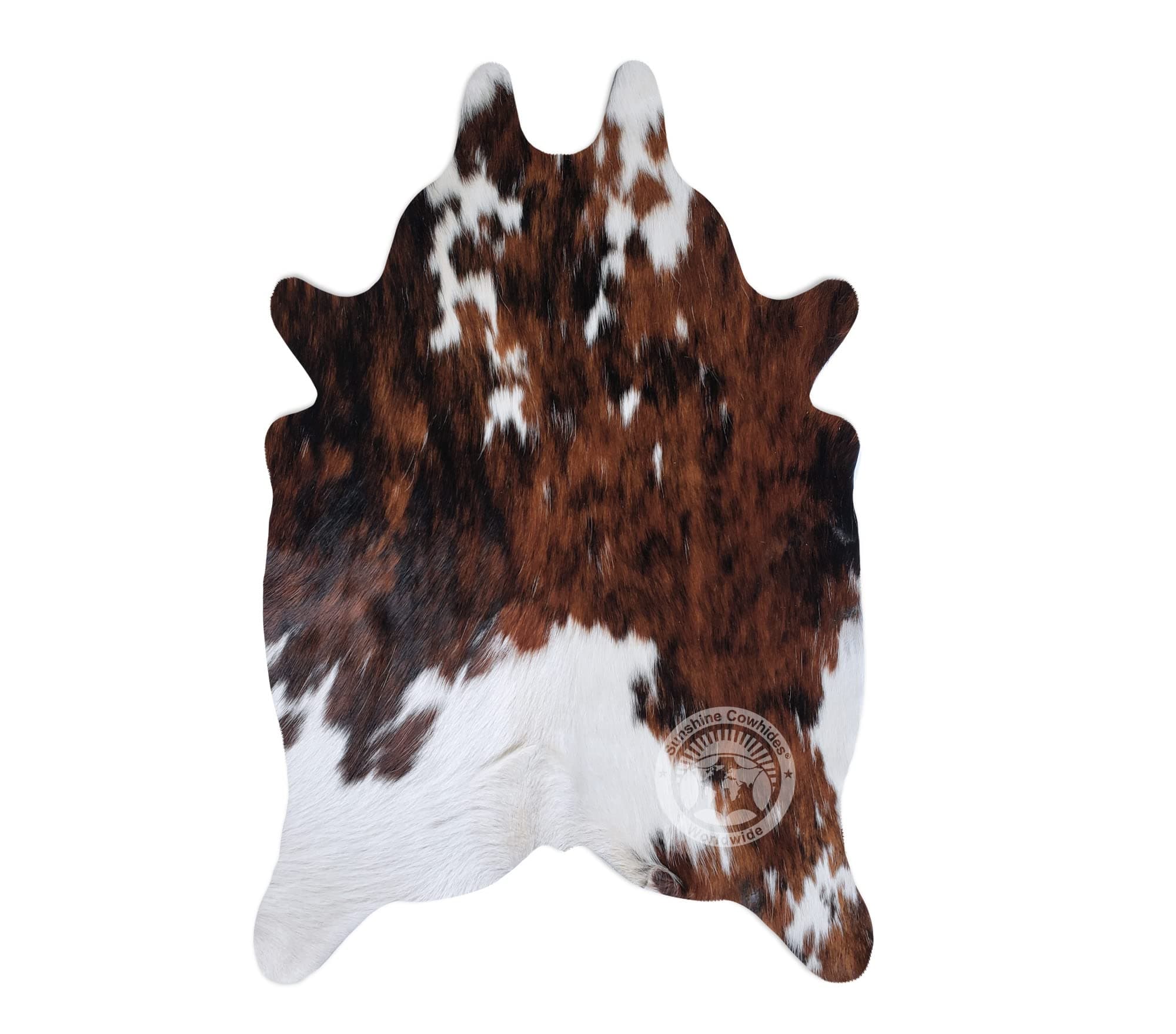 Sunshine Cowhides 100% Genuine Tricolor Mini Cowhide Rug with Small Hair - Modern Style Animal Skin Rug & Floor Carpet for Living Room, Bedroom, Kitchen & More - Small (2 x 3 Ft.)