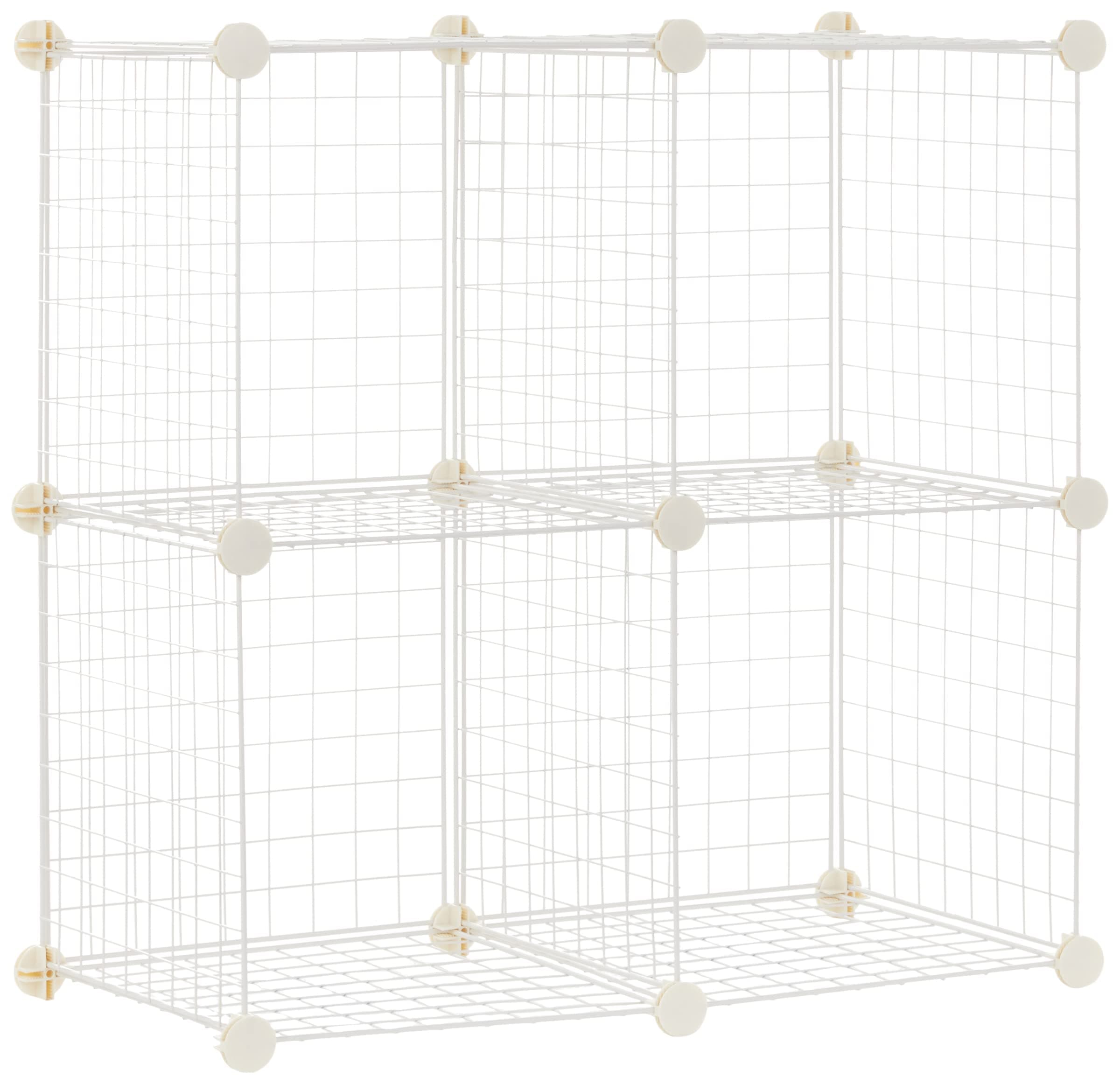 Amazon Basics 4 Cube Wire Storage Shelves, White, 37 cm D x 77 cm W x 77 cm H