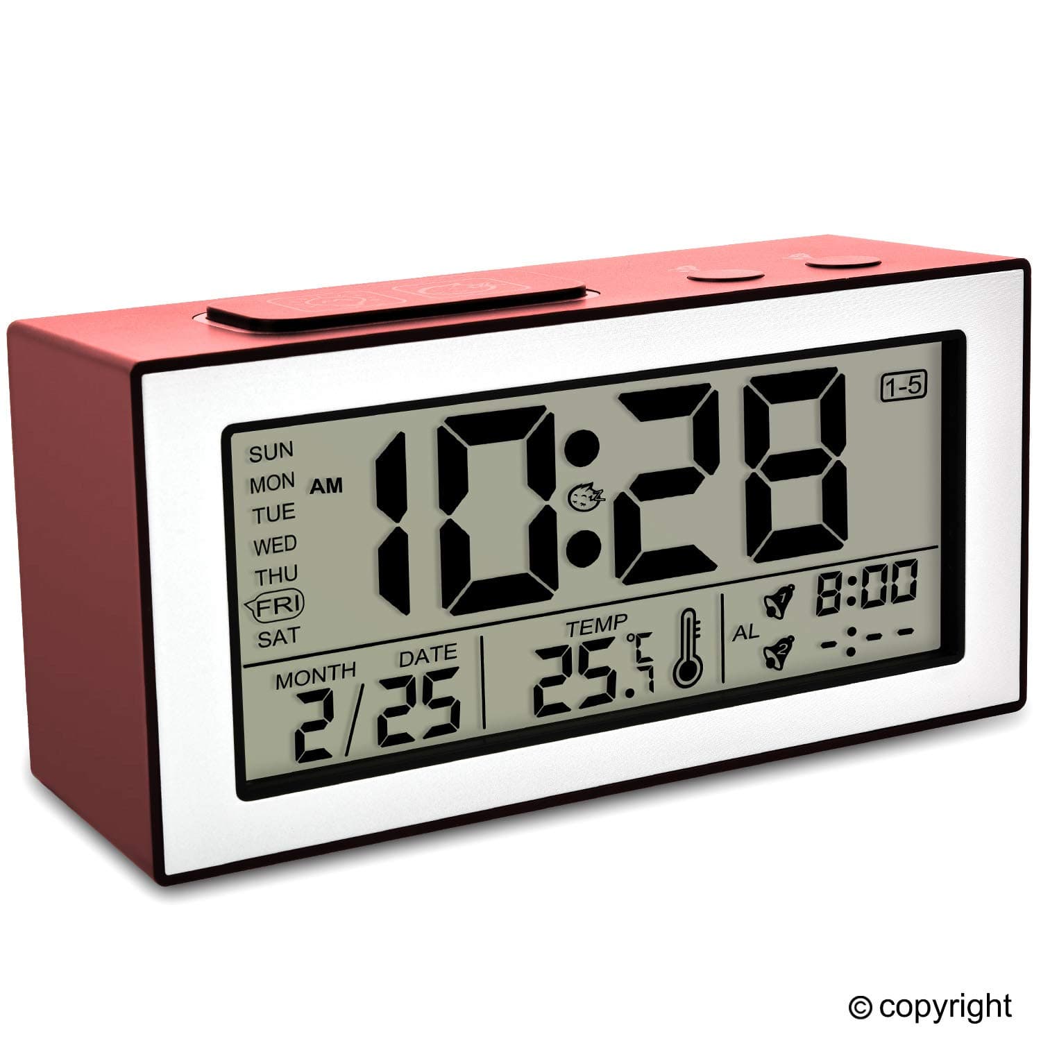 Fluorescent Message Board Alarm Clock With Highlighter Electronic LED Blue Digital Display Time Date Travel Home Bedroom Multifunction Erasable Memo Clock Child's Gift with Birthday Reminder