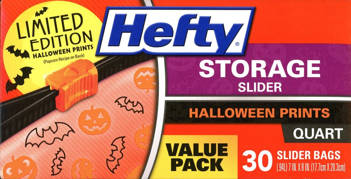 Hefty Halloween Prints Slider Storage Bags (Quart, 30 Count)