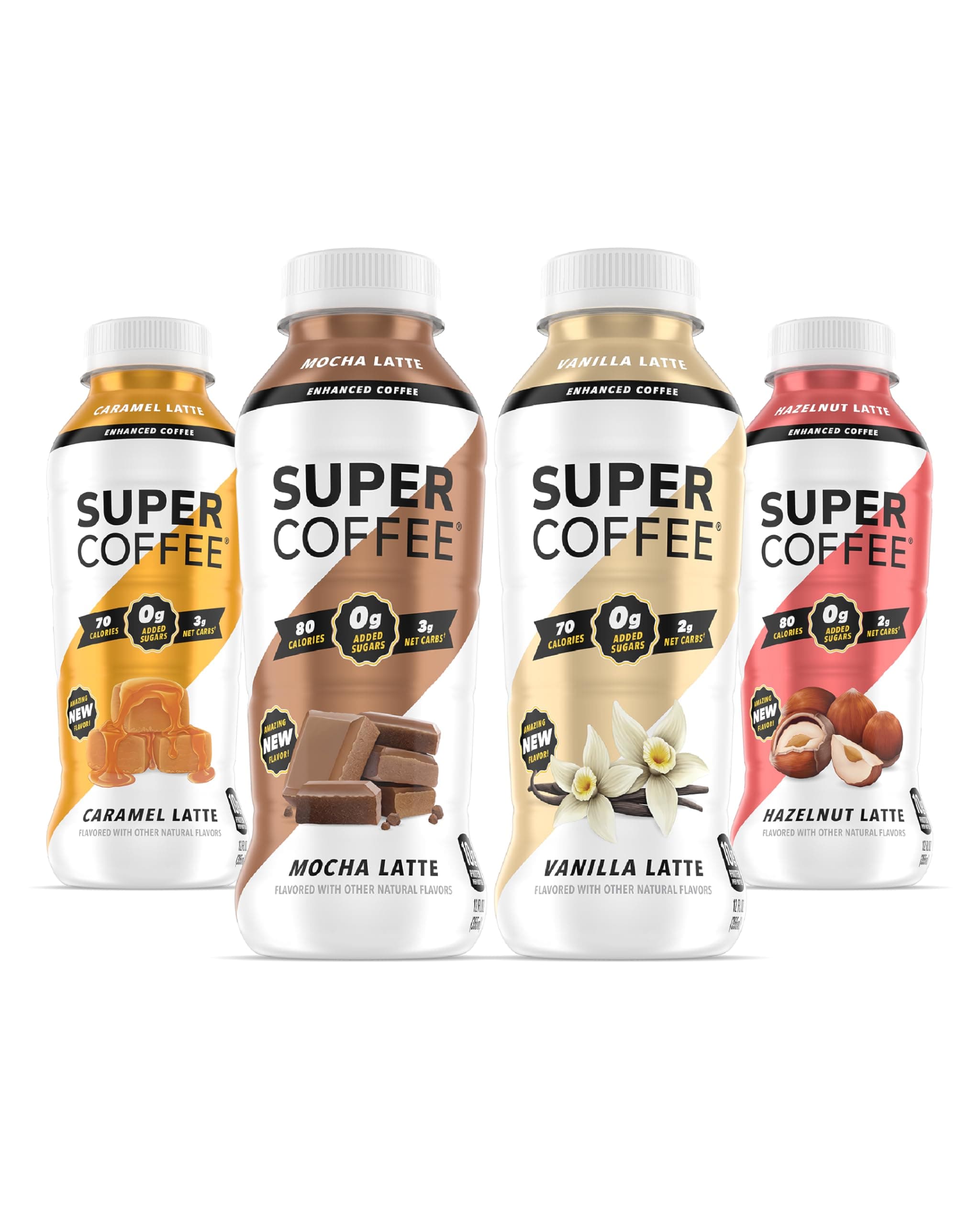 Super Coffee, Keto Protein Coffee (0g Added Sugar, 10g Protein, 80 Calories) [Variety Pack] 12 Fl Oz, 12 Pack | Iced Smart Coffee Drinks - LactoseFree, SoyFree, GlutenFree