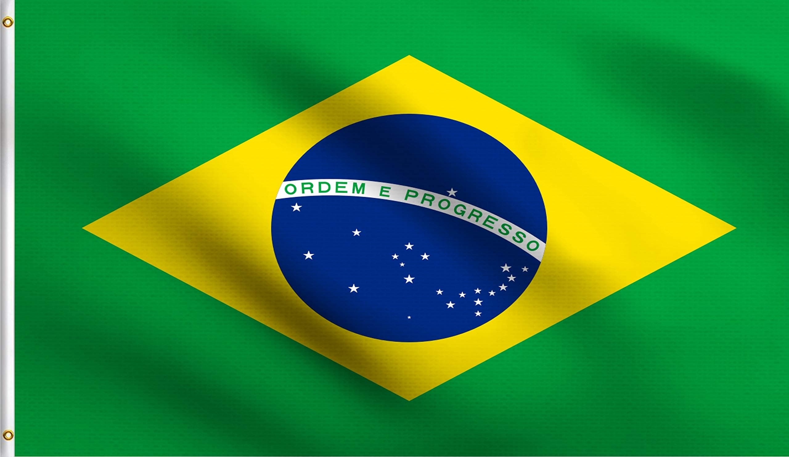 DMSE Brazil Brazilian Bandeira do Brasil Verde e amarela Ordem e Progresso Flag 2X3 Ft Foot 100% Polyester 100D Flag UV Resistant (Brazil, 2ft x 3ft)