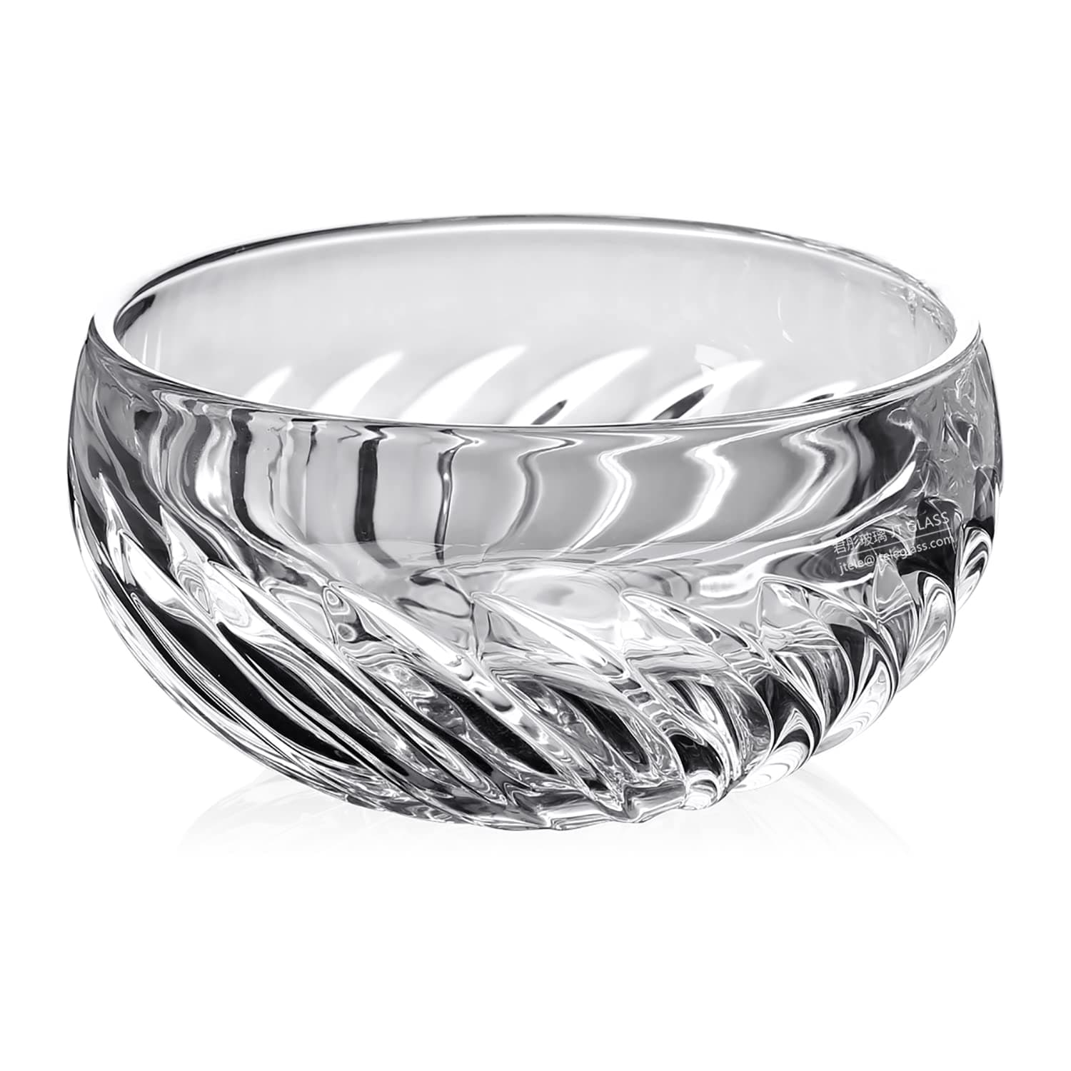 JT Transparent Glass Cutting Design Fruit Bowl 22cm Deep Height 11.5cm