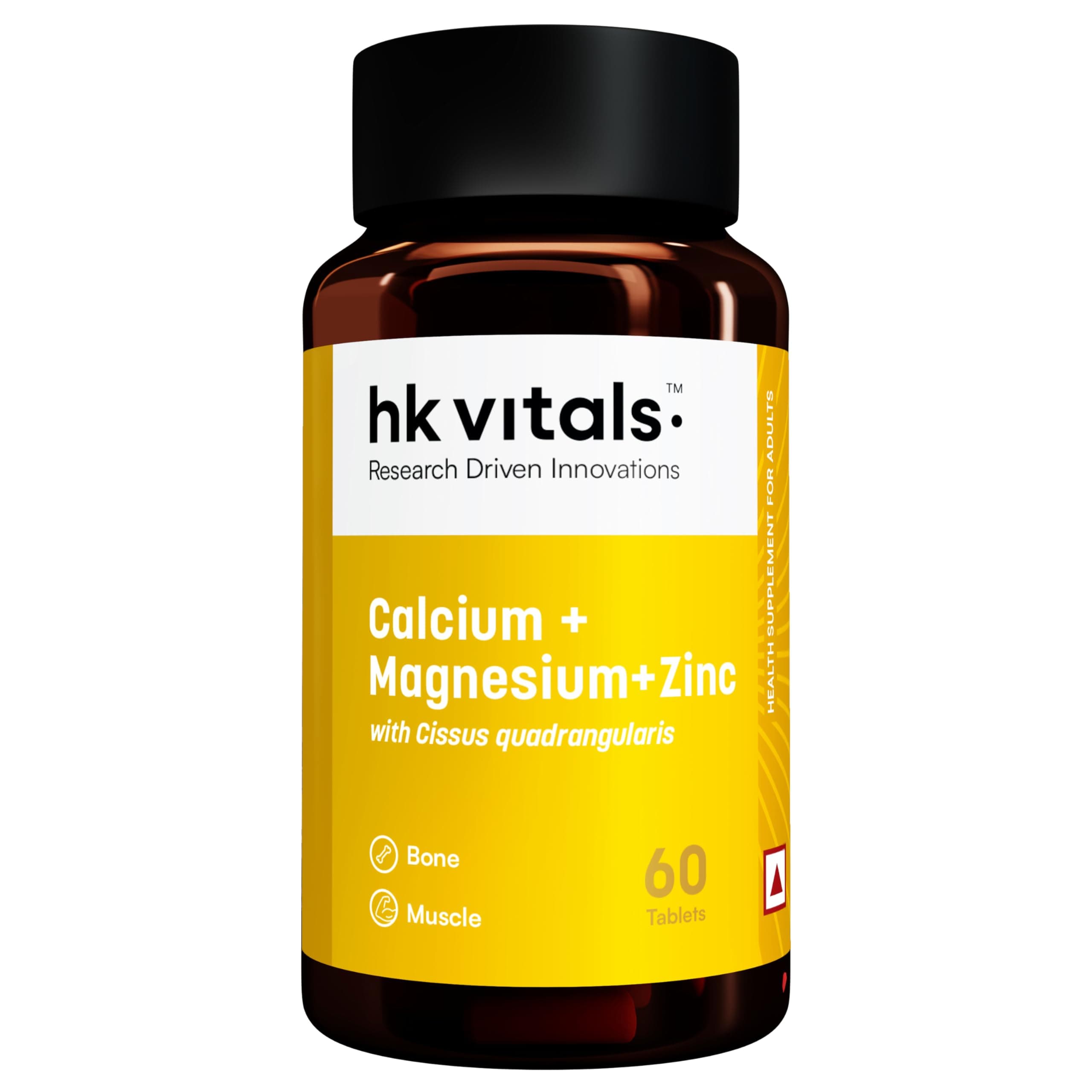 hk vitals Calcium Magnesium & Zinc (60 Tablets) | With Vitamin D3, Calcium Supplement for Women and Men | For Bone Health & Joint Support