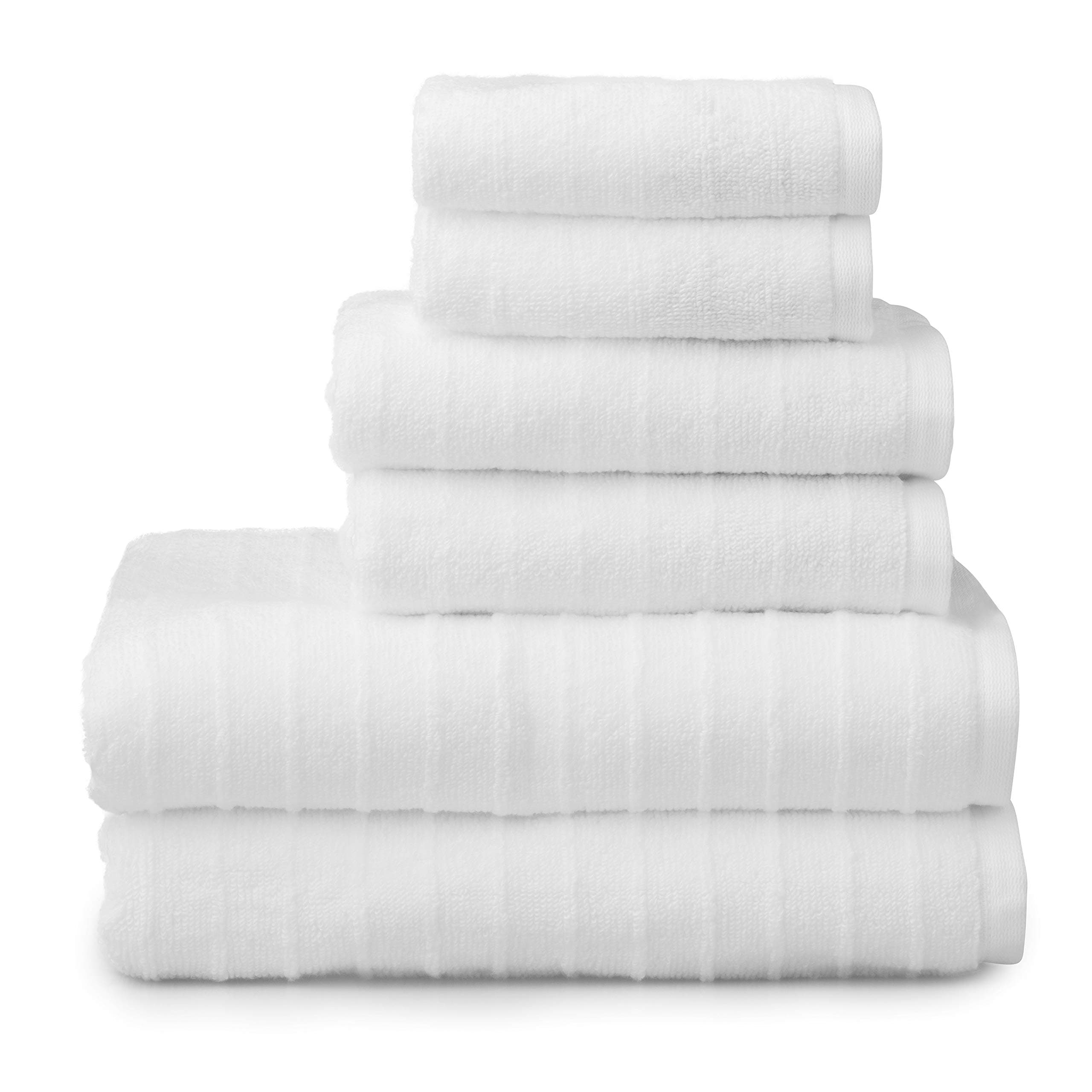 Welhome James 100% Cotton Textured Stripe Towel Set - 6 Piece Set of 2 Bath T...