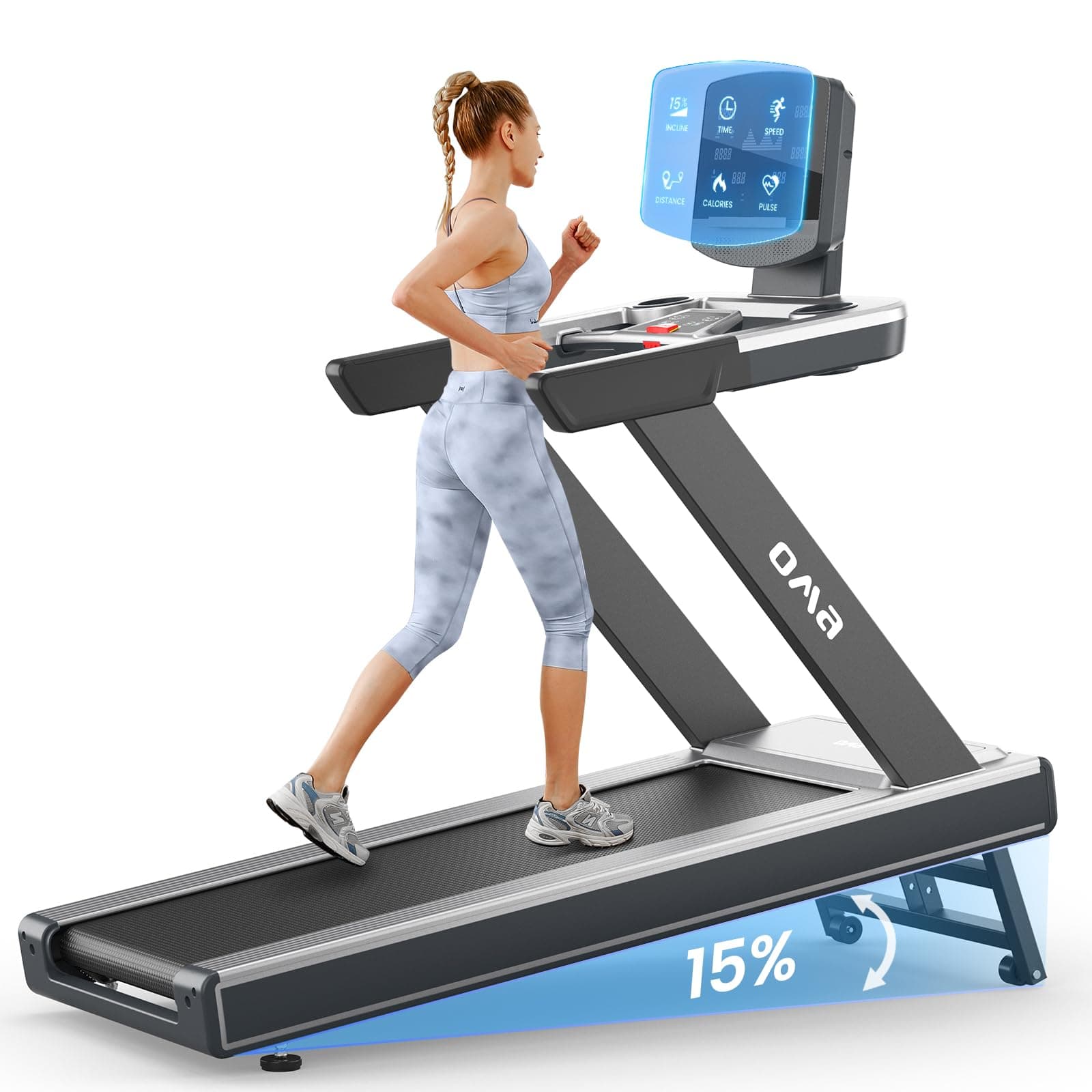 OMA Treadmill 5925 6134 6830, Treadmills for Home with Incline 15%, Folding Treadmill for Walking Running with Quiet Brushless, Pulse Sensors, 36 Preset Programs, LED Display