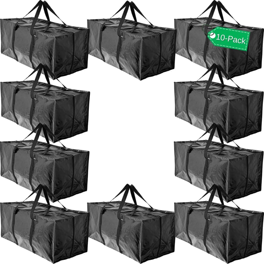 BAG-THAT! 10 Moving Bags Heavy Duty Extra Large Stronger Handles Wrap Storage Totes Zippered Reusable Packing Bags Moving Supplies Storage Boxes Storage totes Moving Boxes Packing Supplies Packing Box