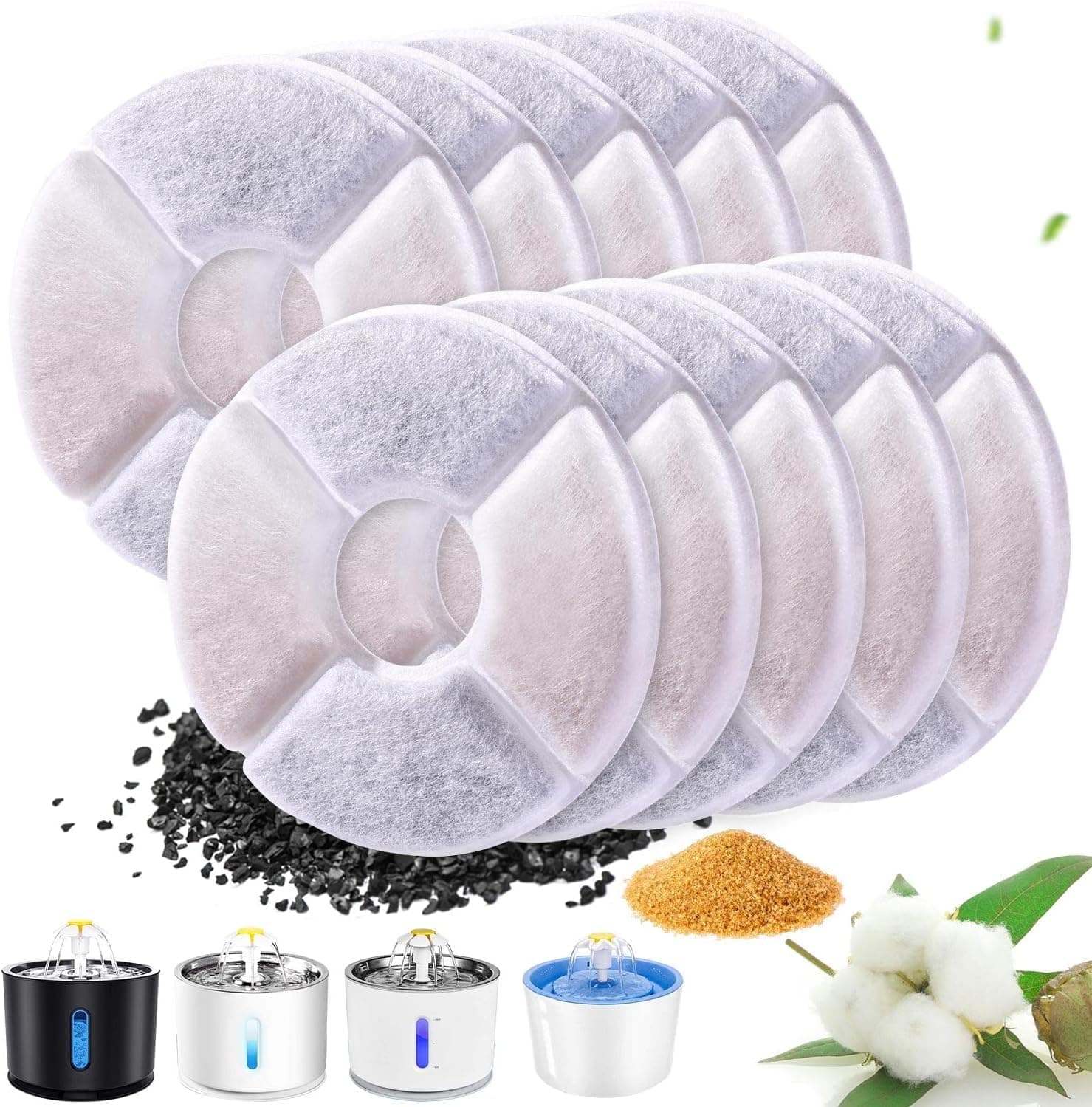 RBAYSALE Cat Water Fountain Filters for Parner 2.4 L Water Dispenser 10 Pack Triple Action Replacement Pet Filter Cartridges for Dogs Cat