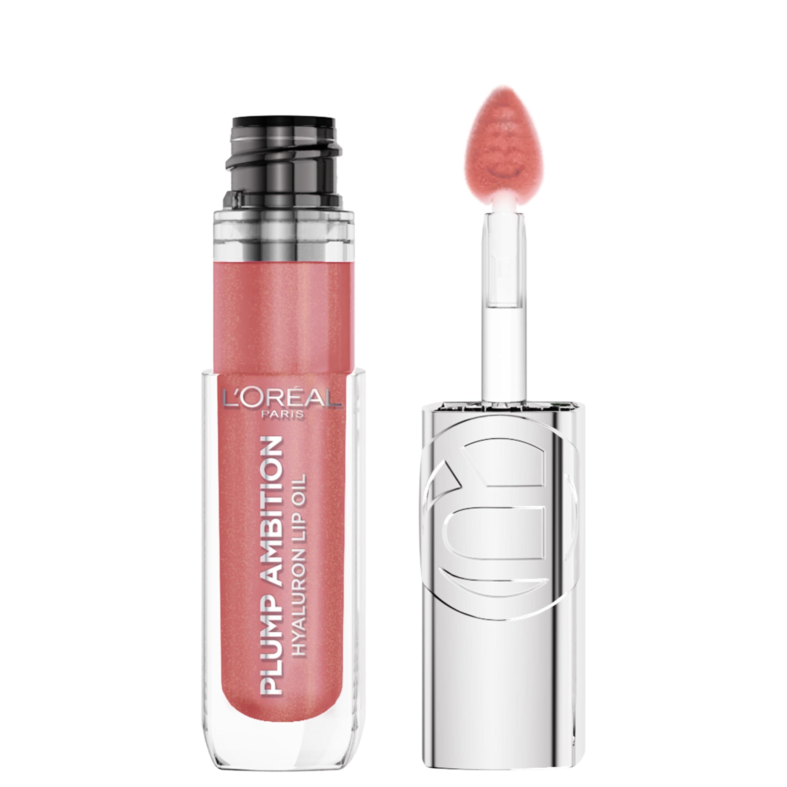 Plump Ambition Hyaluron Lip Oil, 24 HR Lip Gloss with Hyaluronic Acid, Volumizing Formula with Glass-Like Shine, Nude Macaron 650, 0.16 Fl Oz