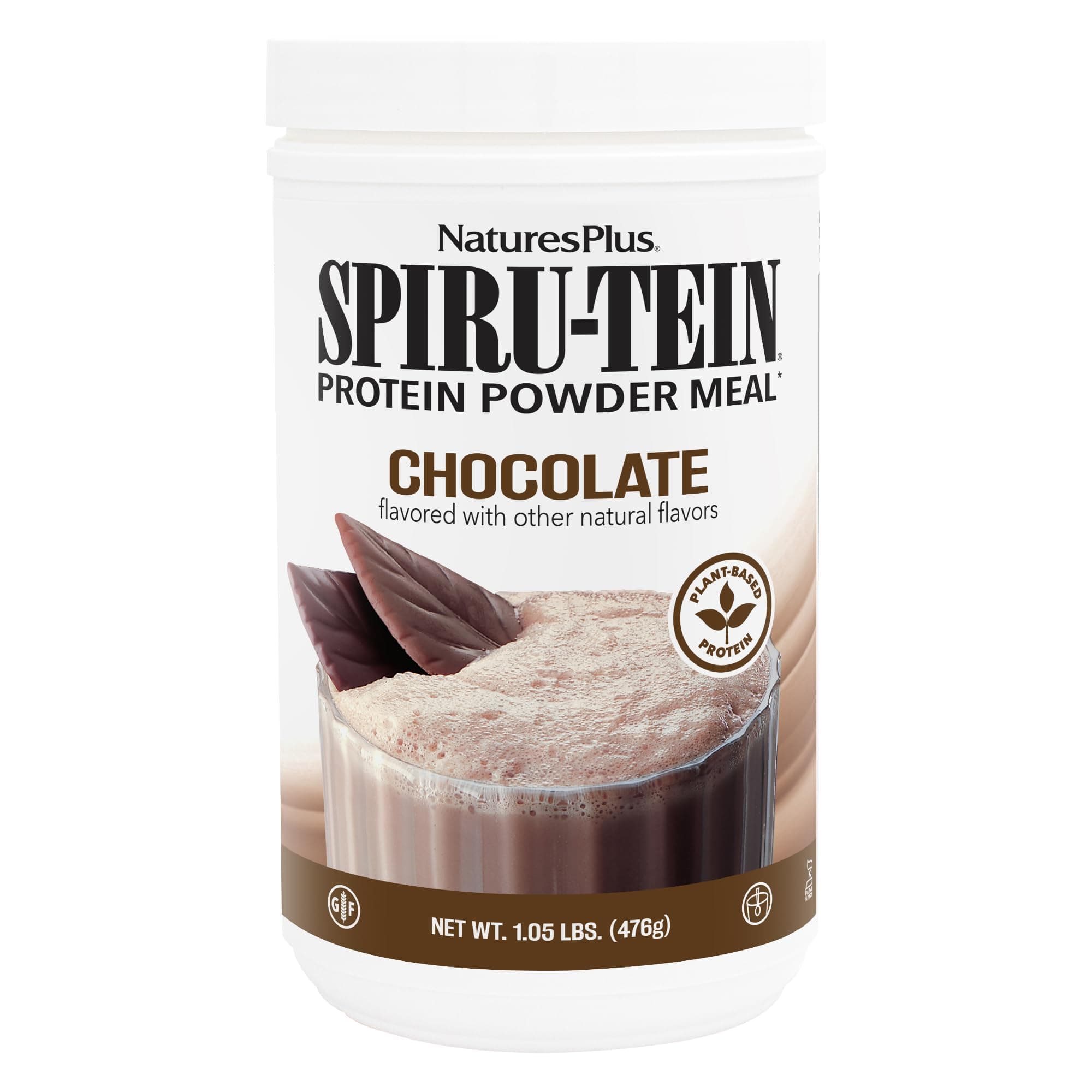 SPIRU-TEIN, Chocolate - 1.05 lb - Plant-Based Protein Shake - Non-GMO, Vegetarian, Gluten Free - 17 Total Servings