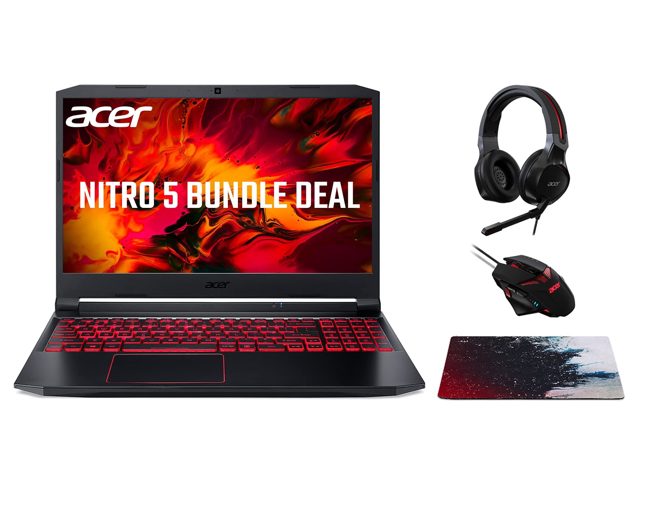 Acer Nitro 5 AN515 Gaming Notebook 10th Gen Intel Core i5 10300H Quad Core Upto 4.50GHz/8GB DDR4 RAM/1TB SSD Storage/4GB NVIDIAGeForce GTX 1650/15.6 inch FHD Win 10 Home + Headset+ Mouse & Pad, Obsidian Black, NH.Q7MEM.015