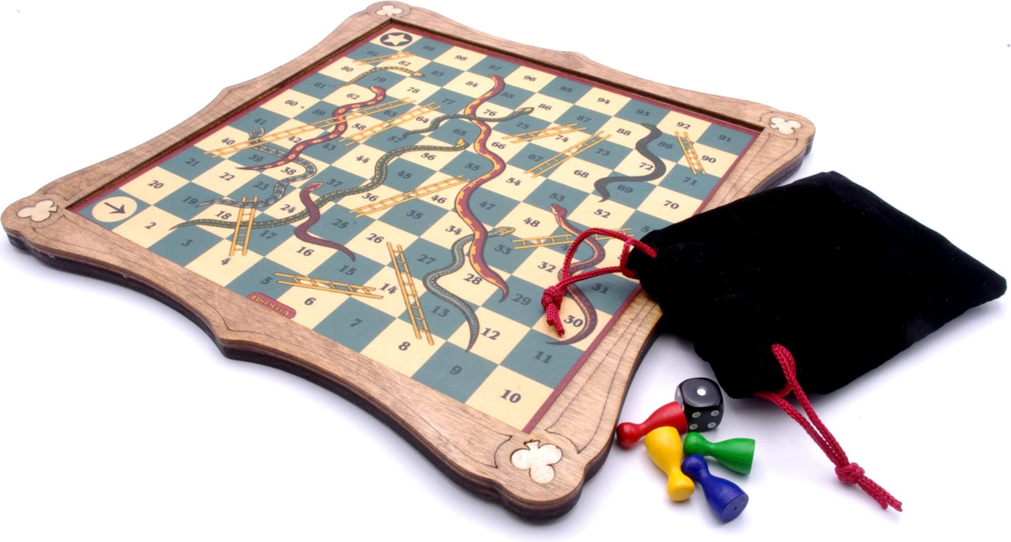 Snakes & Ladders traditional wooden board game