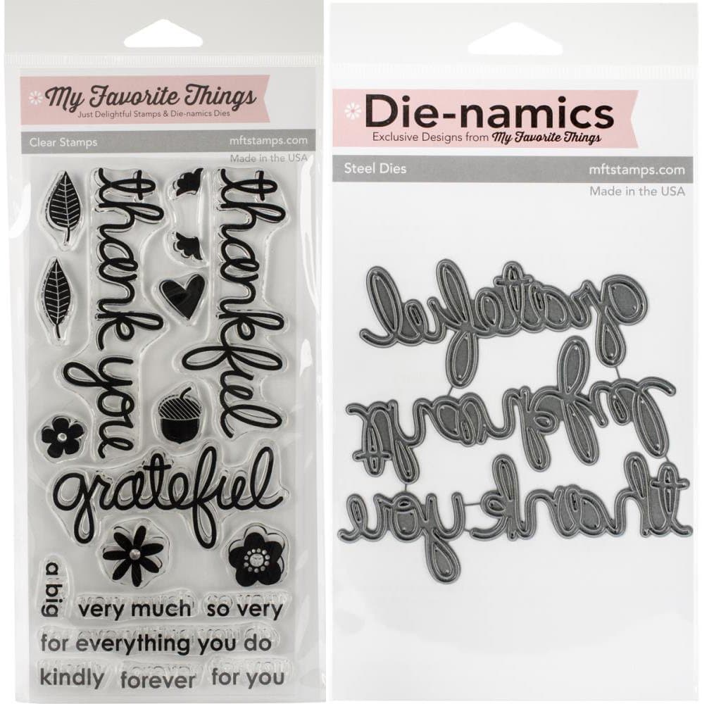 My Favorite Things Thankful Thoughts Stamp Set and Die-namics Words of Gratitude Dies Bundle DC75 MFT535