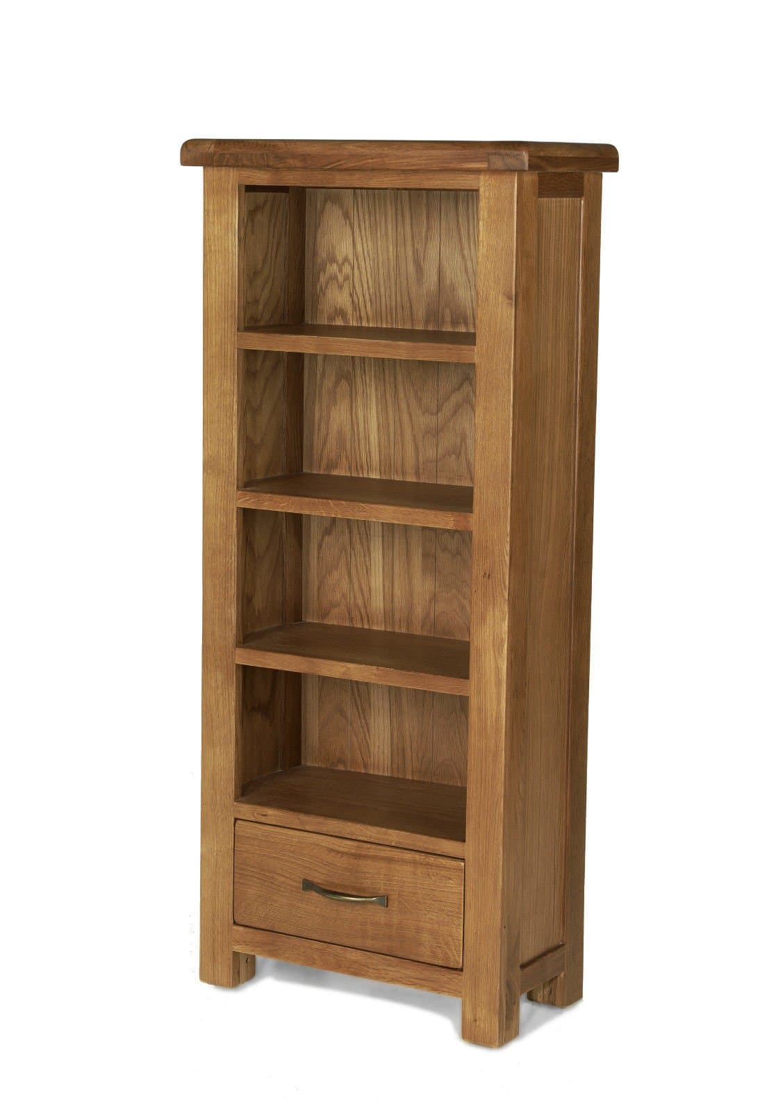 Earlsbury SOLID CHUNKY WOOD RUSTIC OAK NARROW OPEN BOOKCASE CD DVD CABINET