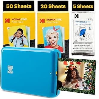Kodak Step Instant Smartphone Photo Printer - 75 Sheets BUNDLE - Portable Mini Color Wireless Mobile Printer - Zink 2x3” Sticky-Back Photos - Bluetooth Compatible with Smart Devices - Fun App -Blue