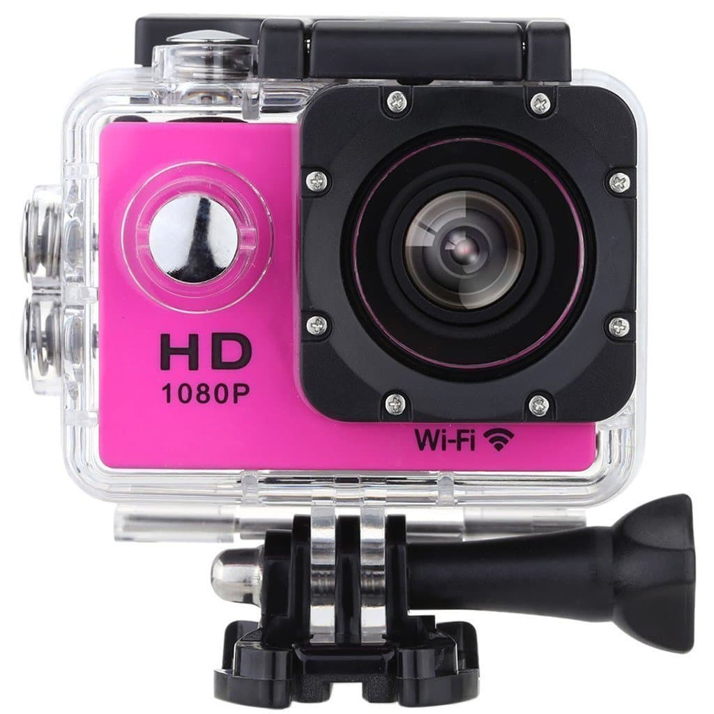 SODAO WiFi Sports Action Camera Full HD 1080P 2.0 Inch Display 170 Degrees Wide Angle Lens Waterproof Motorcycle Helmet Cams Waterproof Underwater Camera with Rechargeable Battery Kit of Accessories for Bike Motorcycle Surfing Diving Swimming Skiing etc.