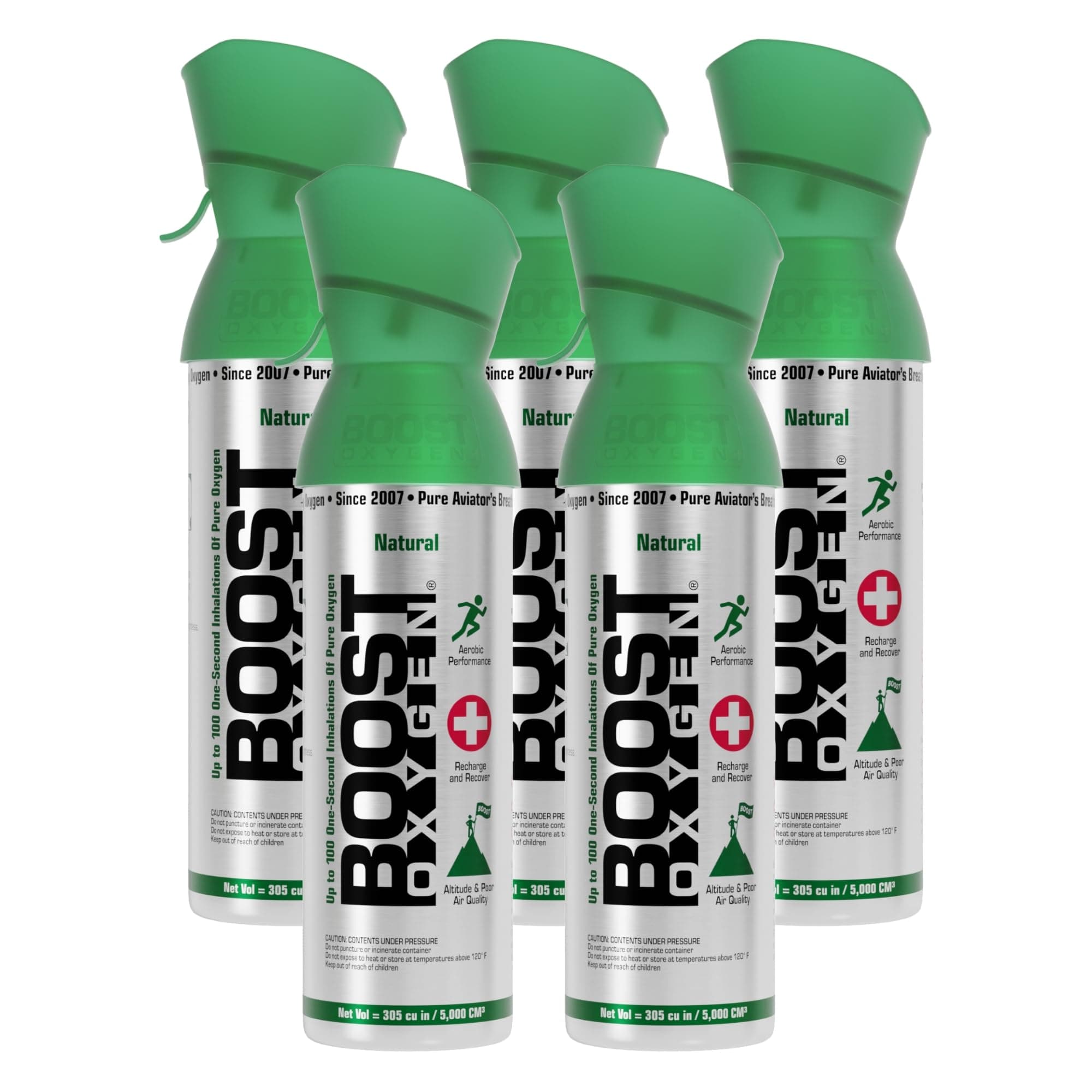 Medium Natural 5L Canister | Respiratory Support for Aerobic Recovery, Altitude, Performance & Health (5 Pack)