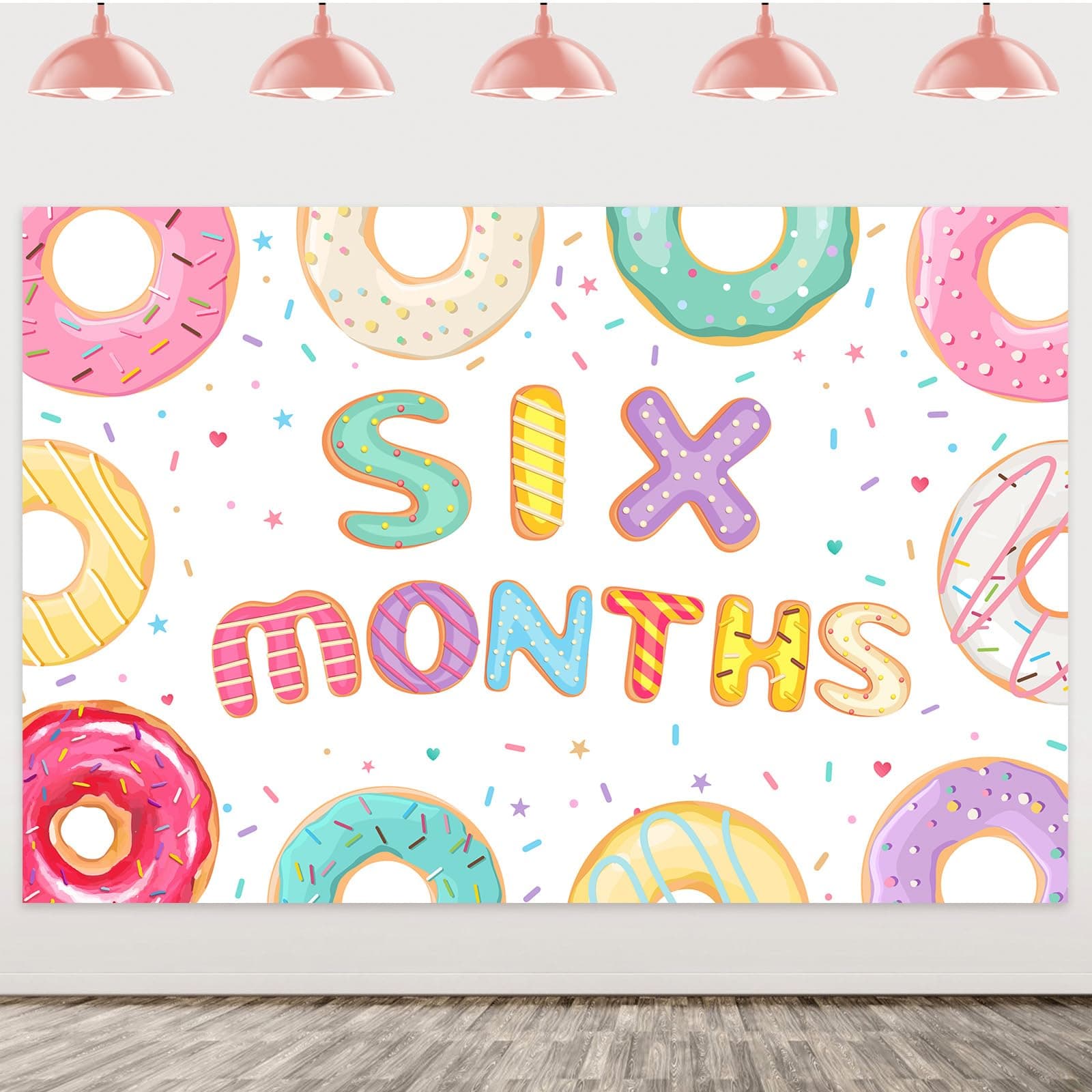 Donut Half Birthday Decorations - Donut 6 Month Birthday Backdrop, Happy Half Birthday Decorations for Girl, Donut 1/2 Way to First Birthday Party Photography Background