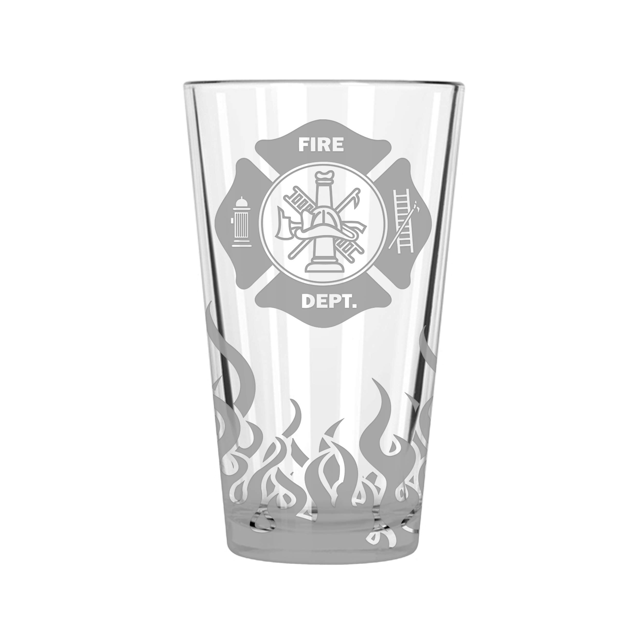 Alterd Industries Firefighter Gifts - Firefighter Accessories Fireman Gear Fire Fighter Gift Growler Engraved Pint Glass Thin Red Line Graduation Promotion Captain (Single Pint Gift Box)