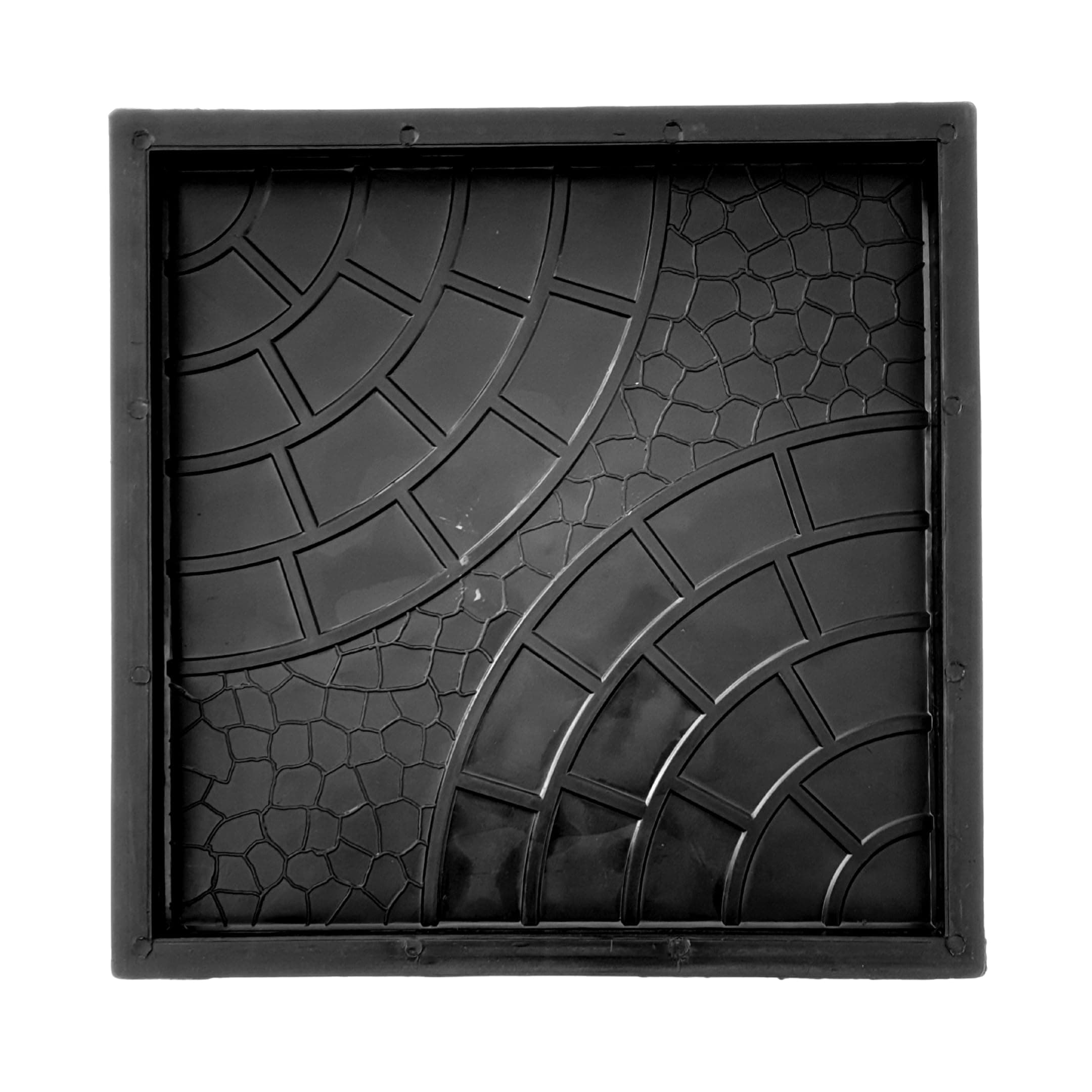 Reyal Chequered Mould Double Round Paver Block Mould (Plastic)(Size : 12" x 12" Inch)(Make In India) DIY Paver Mould | For Outdoor Garden Road Paving Tiles