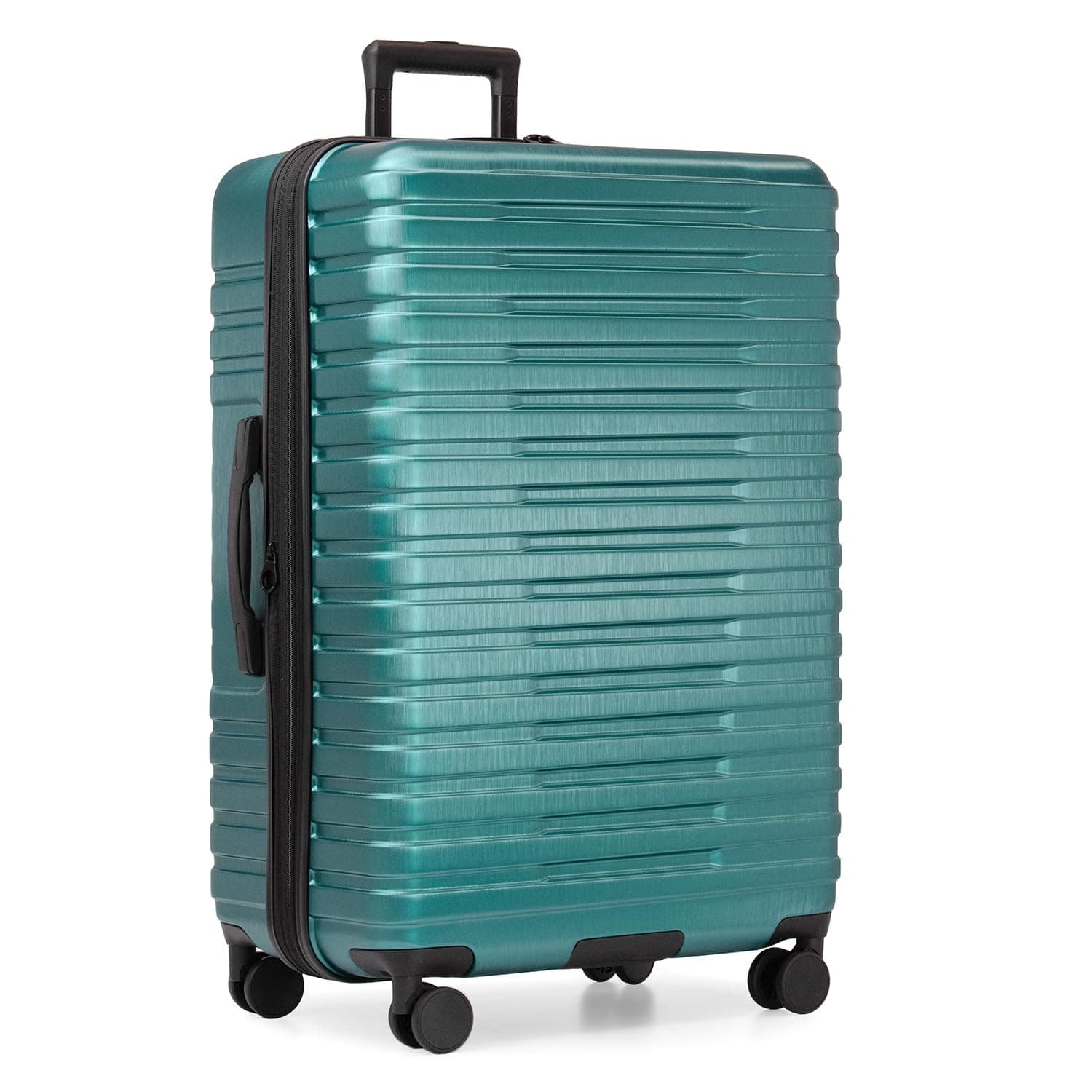 Boren Expandable Hardside Rugged Travel Luggage with 8 Spinner Wheels, Teal, Checked-Large 30-Inch