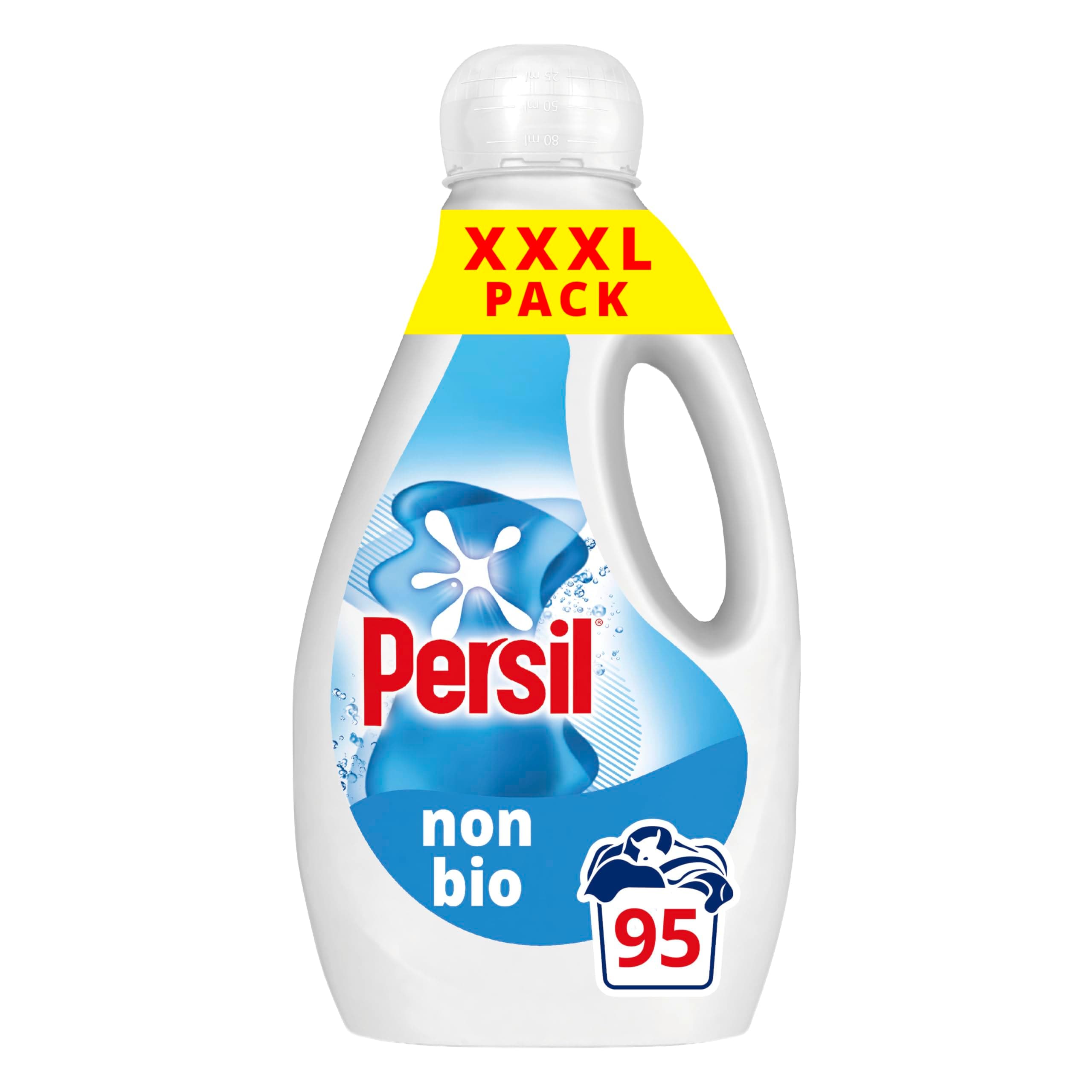 Non Bio Laundry Washing Liquid Detergent outstanding stain removal in quick & cold washes tough on stains, gentle next to sensitive skin 95 washes (2.565 L)