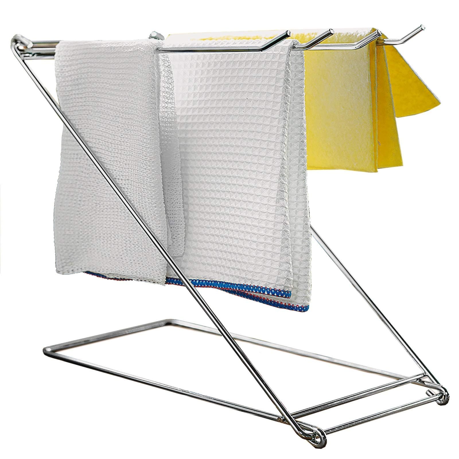 MySmartBuy Dishcloth Airer Worktop Counter Top Cloth Drying Rack Folds Flat Stainless Steel Kitchen Laundry