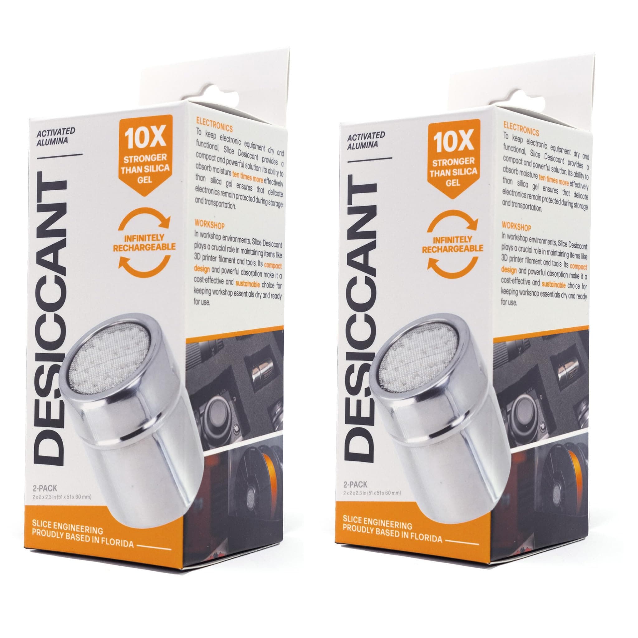 Filament Desiccant by Slice Engineering (4-Pack) | 10x Stronger than Silica Gel | Infinitely Rechargeable | Prevents Filament from Wet | Fits Inside Spool | Made in USA