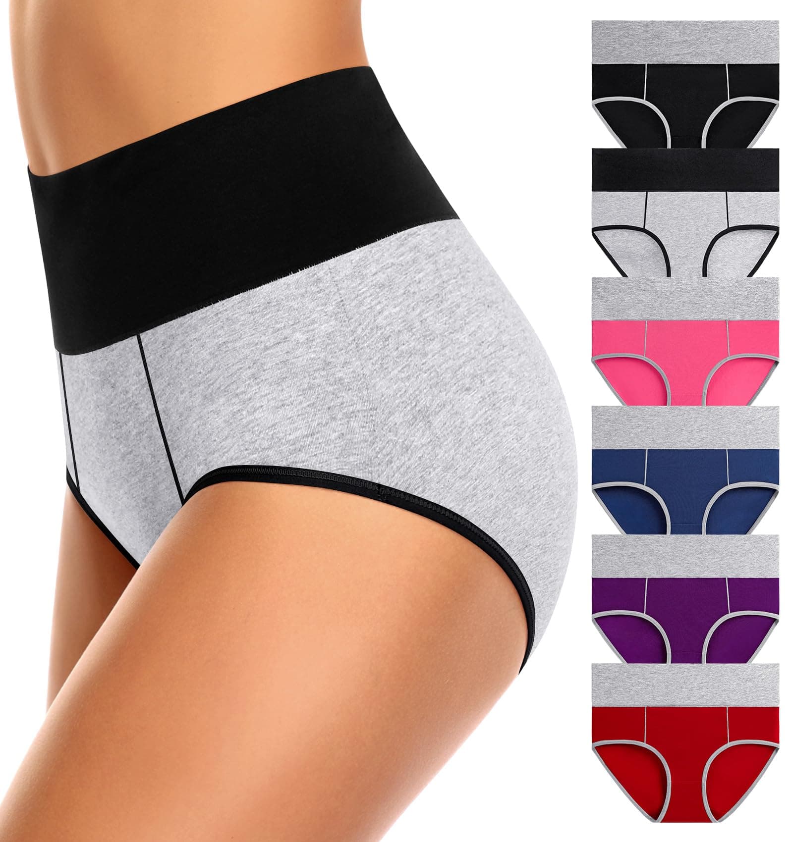 Women's High Waisted Cotton Underwear Tummy Control Panties Soft Full Coverage Ladies Briefs