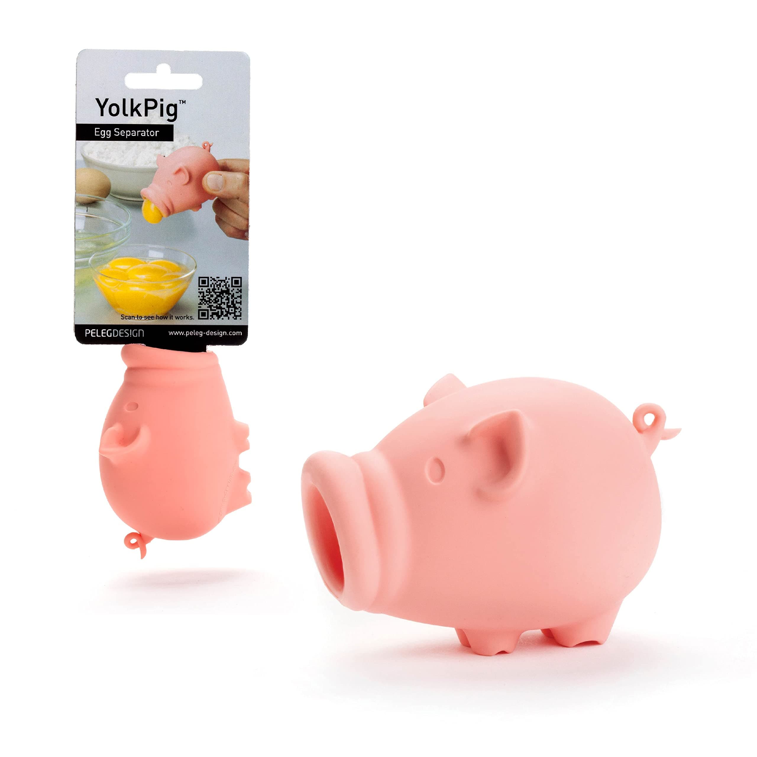 Peleg Design Silicone Egg Separator, Separate Egg Yolk from Egg White, Swallow Release, Yolk Divider Egg Extractor, Kitchen Gadgets Baking Tools (YolkPig)