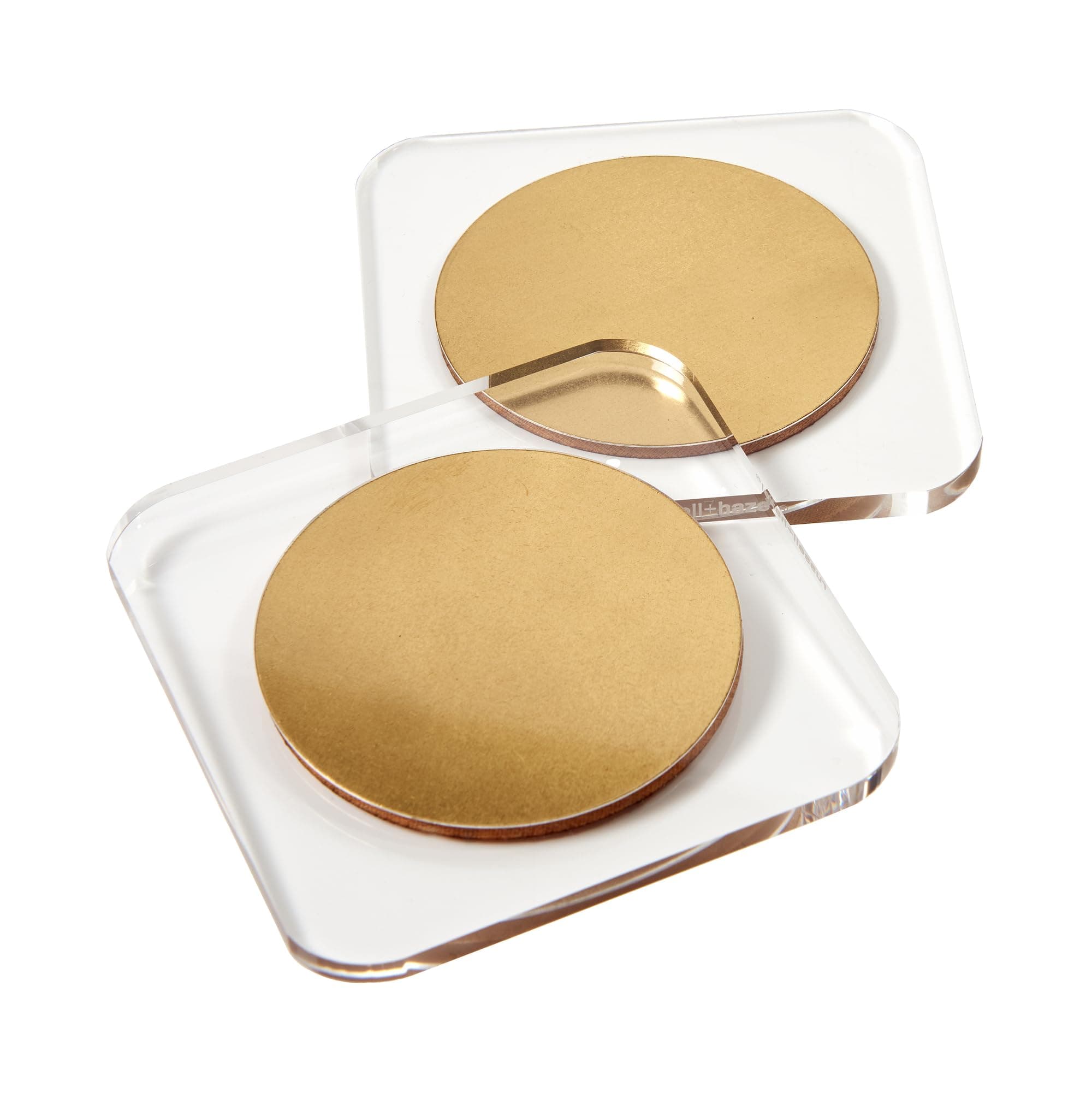 russell+hazel Acrylic Coasters with Gold Detail, Gold Coasters, Coasters for Drinks, Set of 2, 4" x 4," (98140)