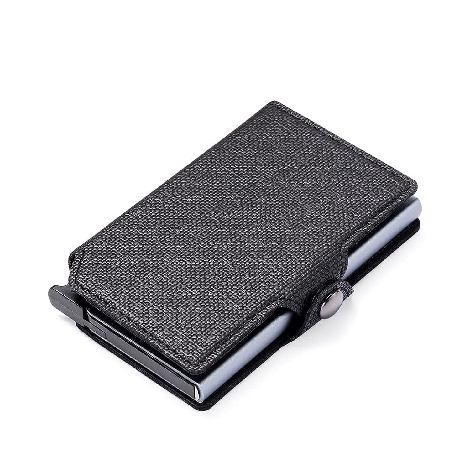 RFID Card Holder Wallet with Ultrathin Metal Card Case for Men and Women (Black + Grey)