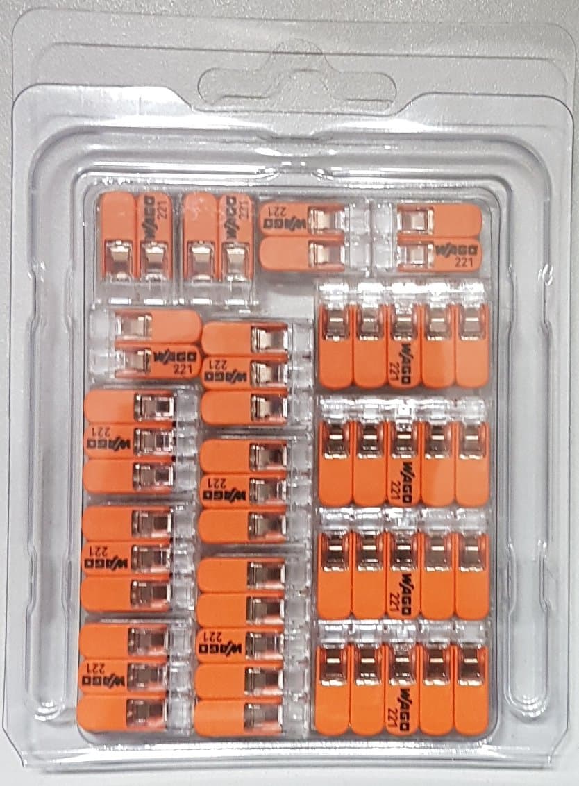 WAGO Connecting Clamps Genisys Set® 16x221 412,16x221 41WAGO Fasteners Clips Genisys Set® 16x221 412,16x221 413,16x221/in a handy Clear Wiederverschliessbaren Aufbewahungs Box