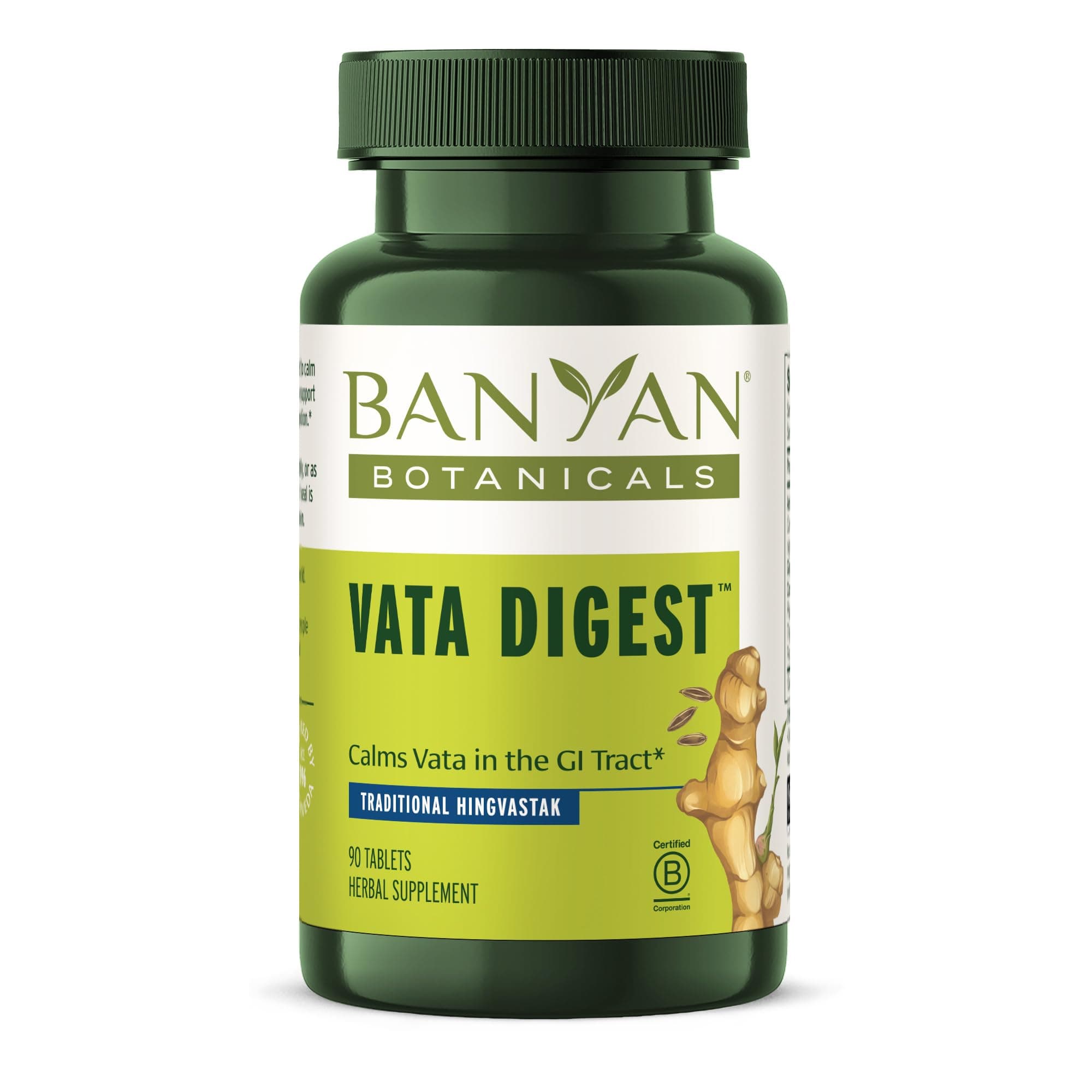 Banyan Botanicals Organic Vata Digest – Warming Digestive Support Supplement – Herbal Bloat & Gas Relief with Ginger, Cumin & Ajwan – Support for Slow Digestion – 90 Tablets – USDA Organic